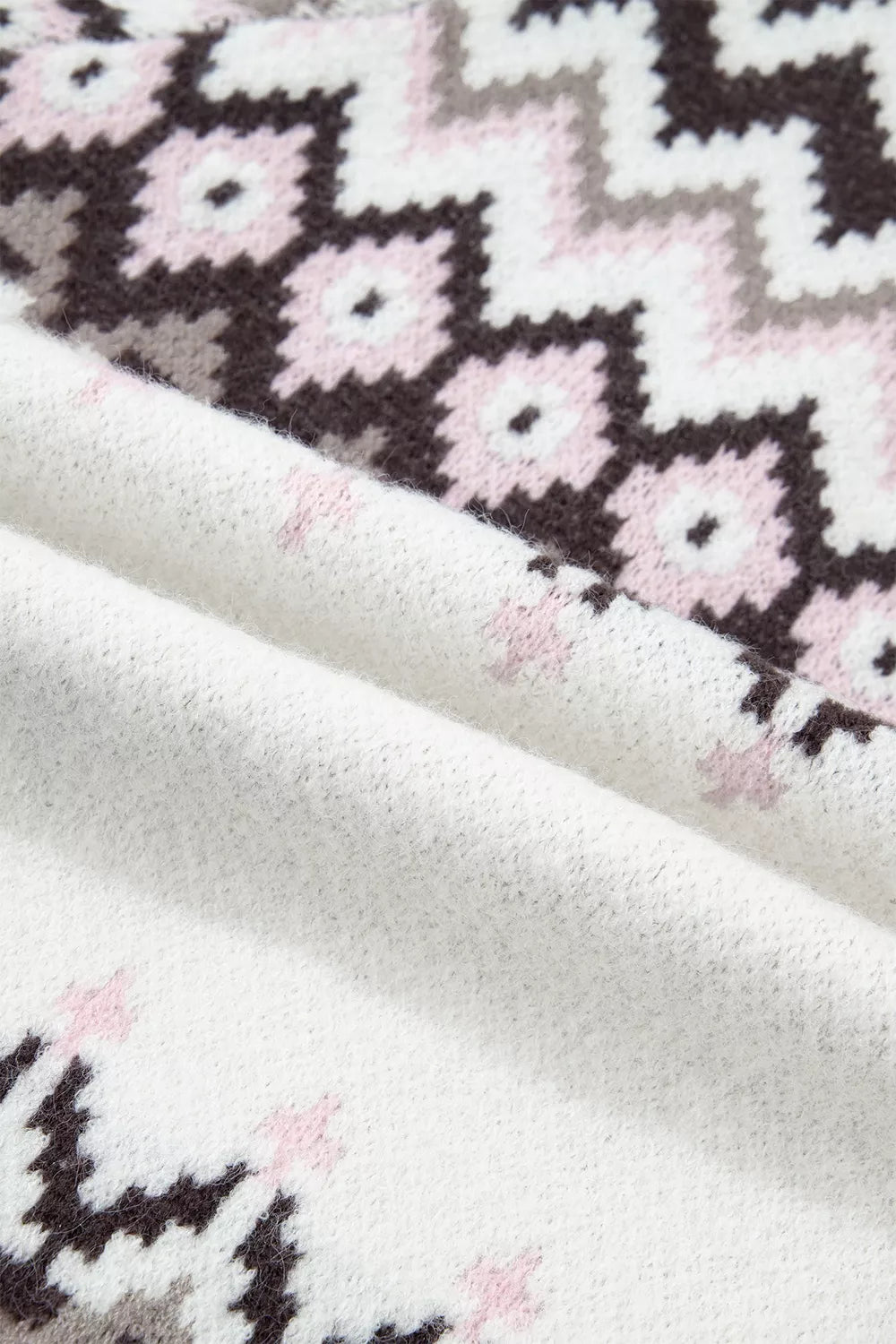 Trendsi Geometric Pattern Brushed Knit Button Cardigan -