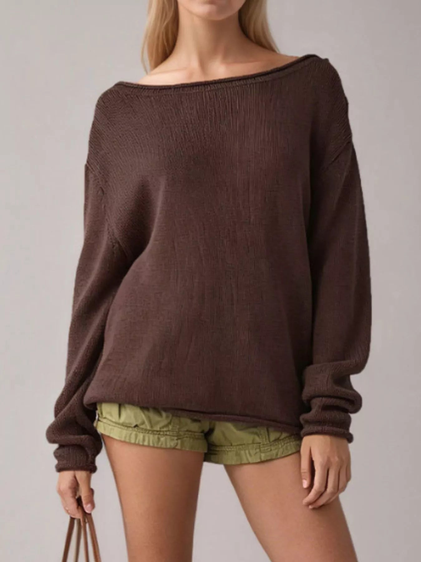 Trendsi Casual Striped Boat Neck Sweater -