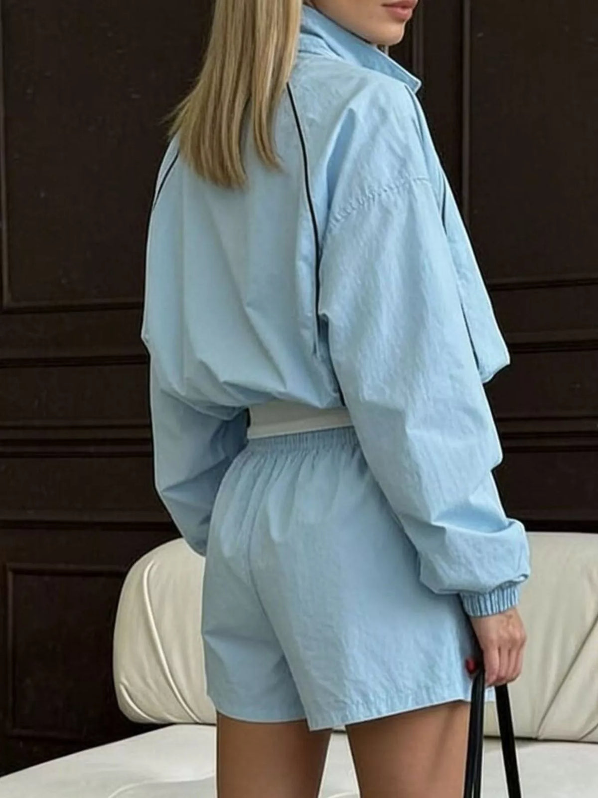 Trendsi Zip-Up Jacket and Shorts Two-Piece Set -