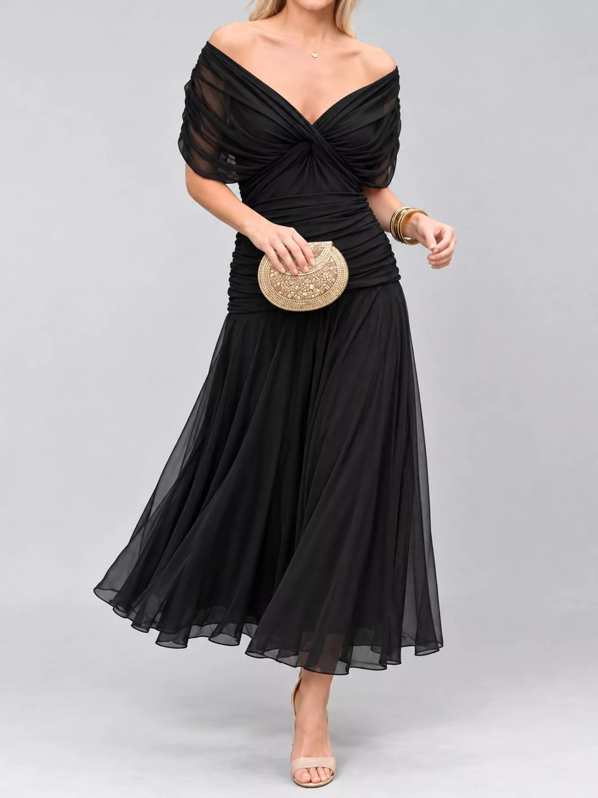 Black ruched dress