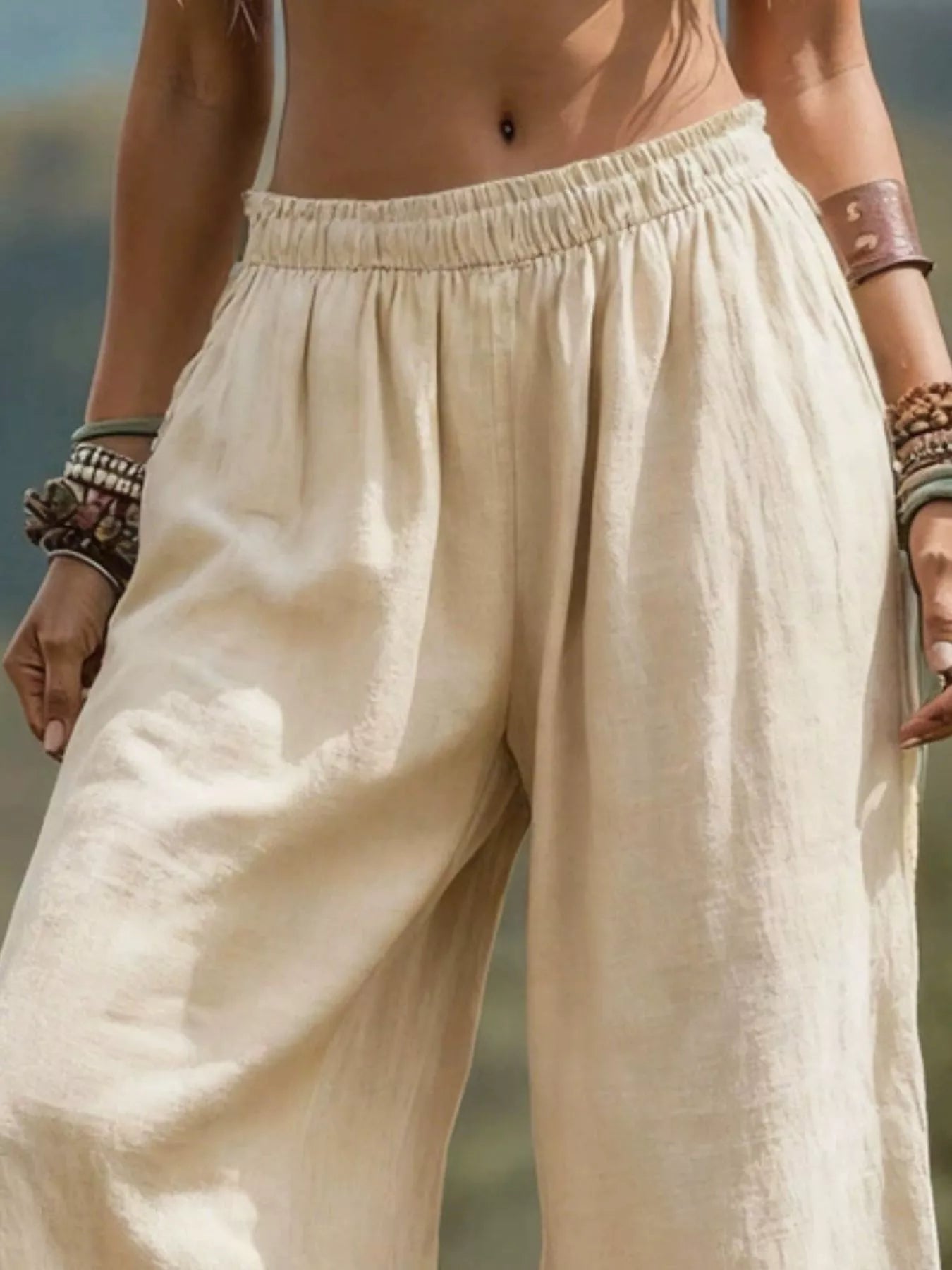 Trendsi Full Size Bohemian Wide-Leg Pants Plus Size -