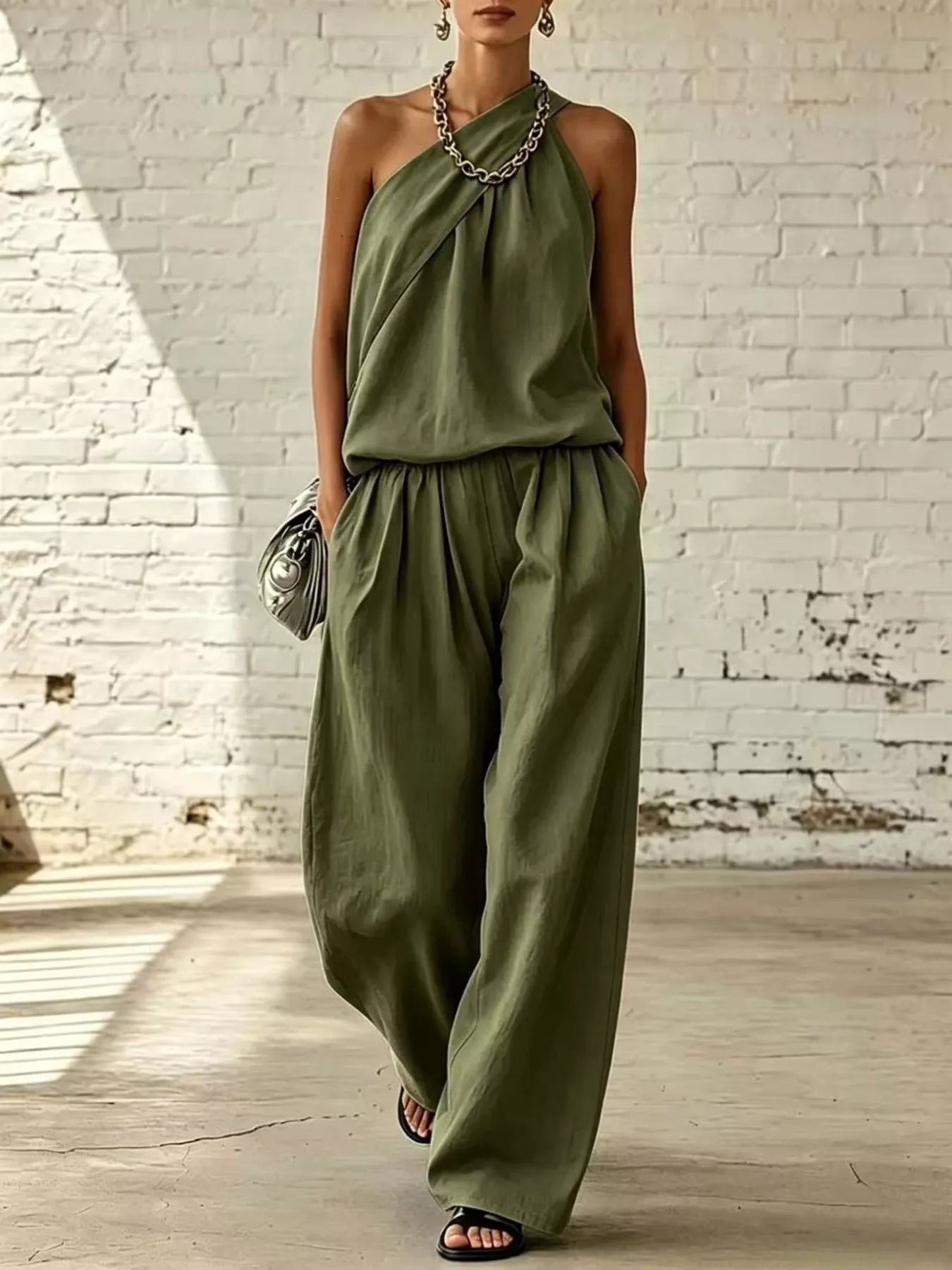Trendsi Full Size Sleeveless Top and Wide-Leg Pants Set Plus Size -
