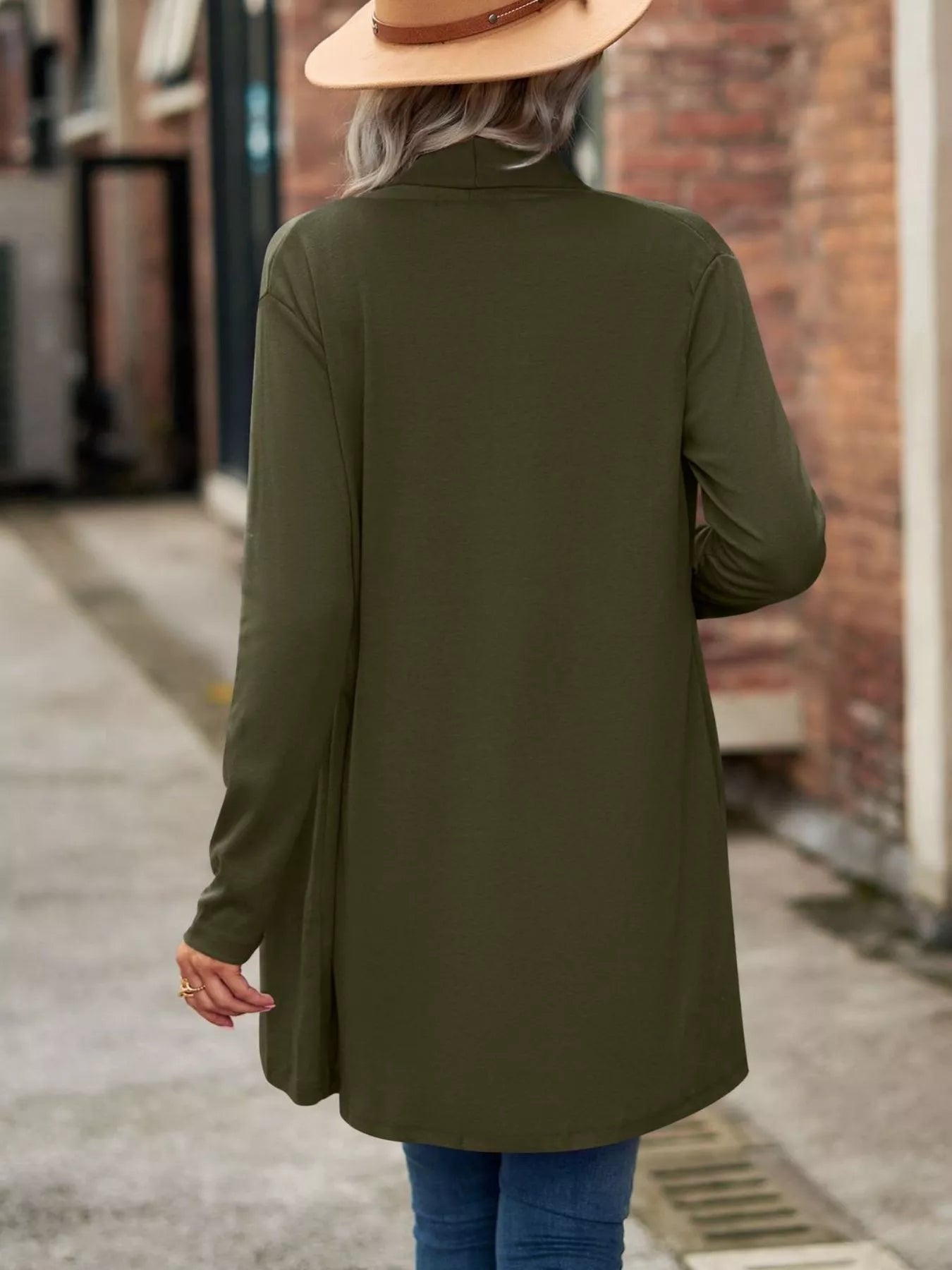 Trendsi Open-Front Dropped Shoulder Cardigan -