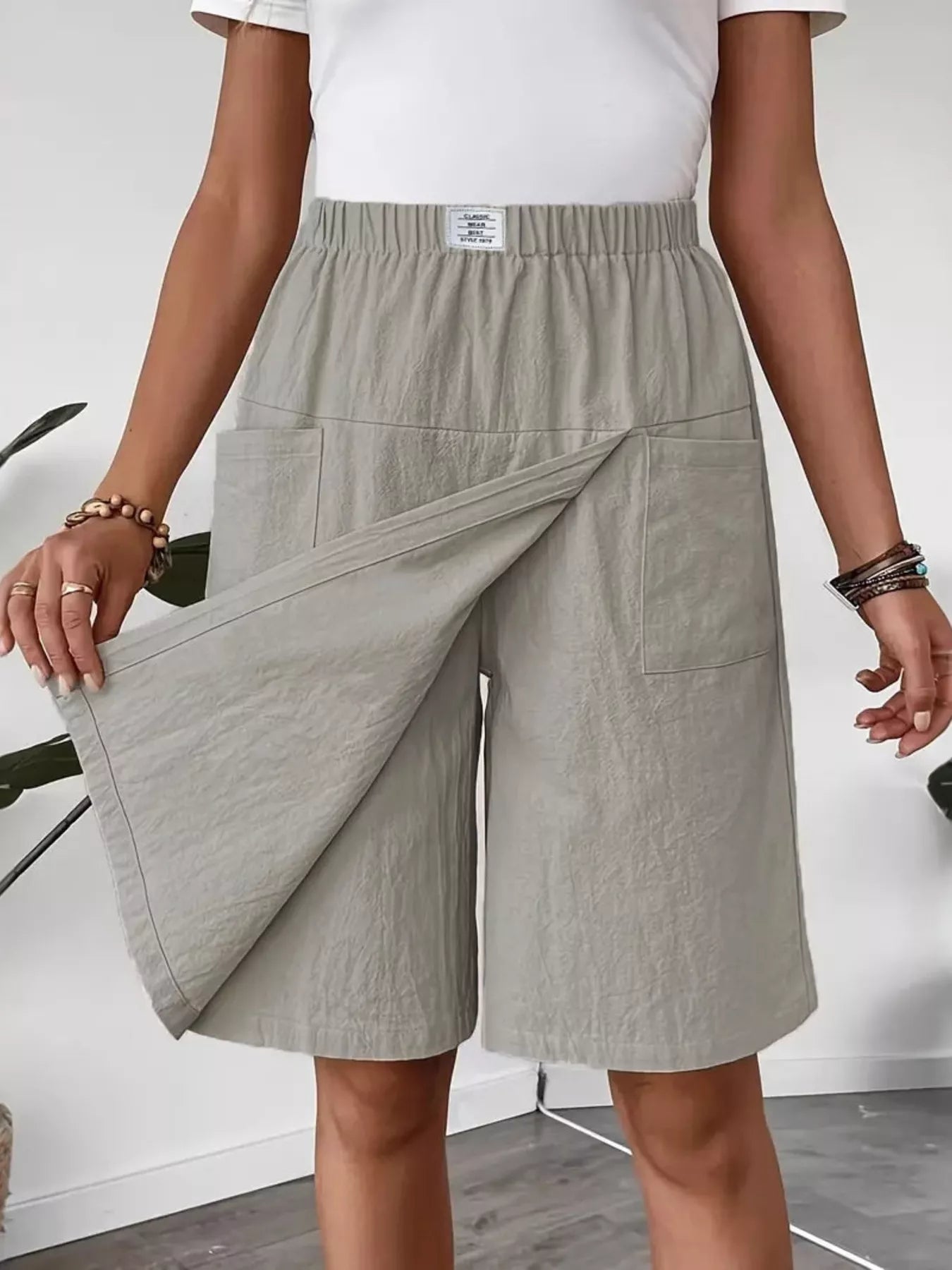Trendsi Elastic Waist Wrap Skort -