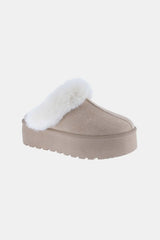 Trendsi Weeboo Thick Bottom Fur Trim Snow Slippers -