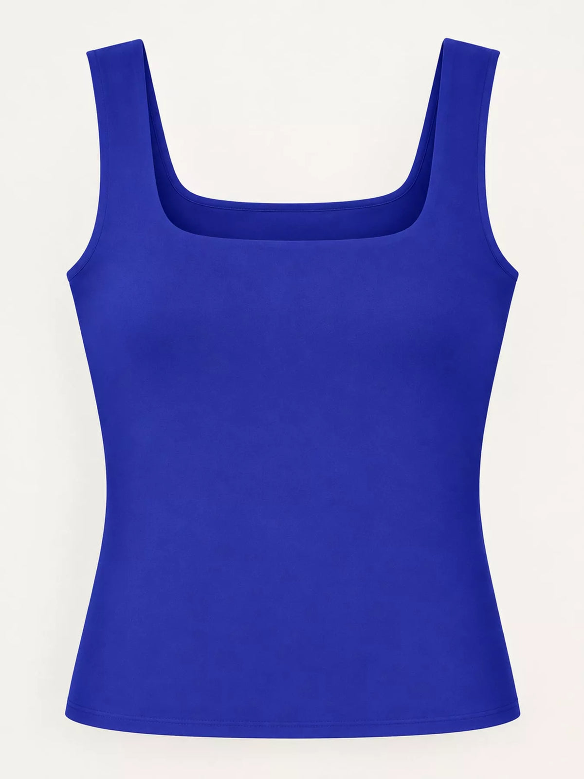 Royal blue square-neck tank, front product view