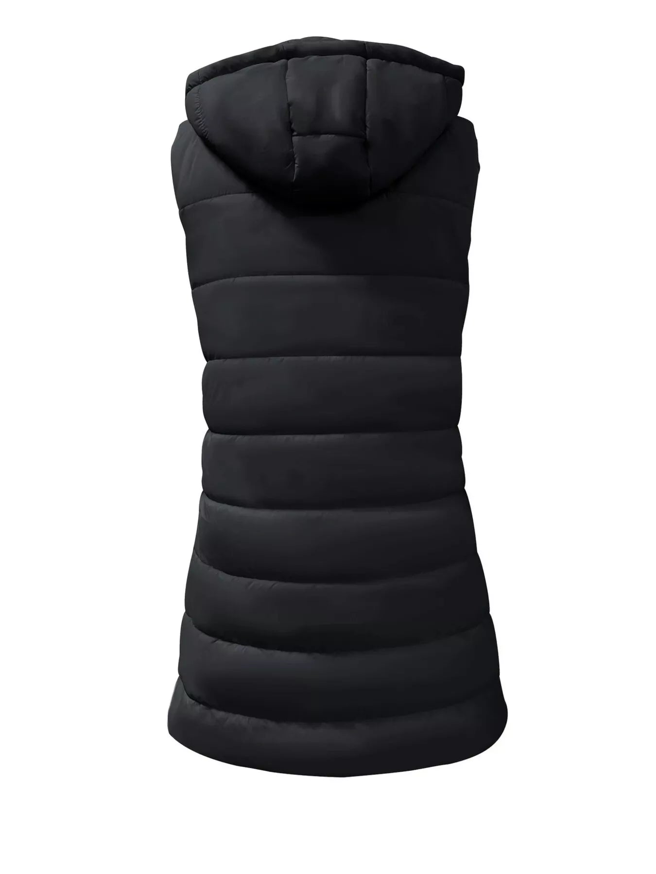 Trendsi Zip Up Longline Hooded Puffer Vest Coat -