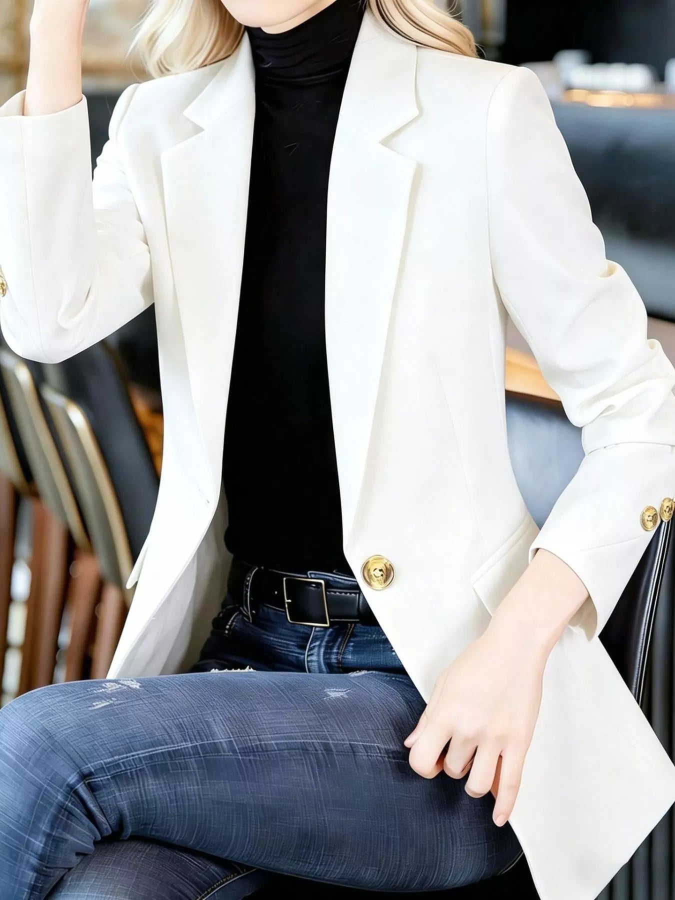 Trendsi Full Size One Button Lapel Collar Blazer Plus Size -