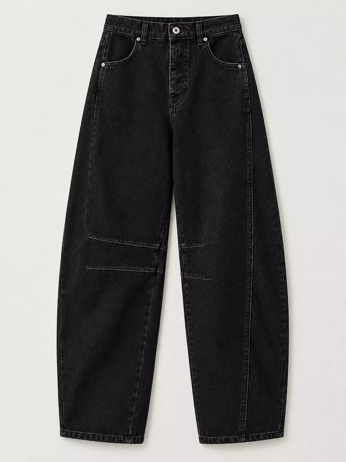 Black barrel-leg jeans, product view