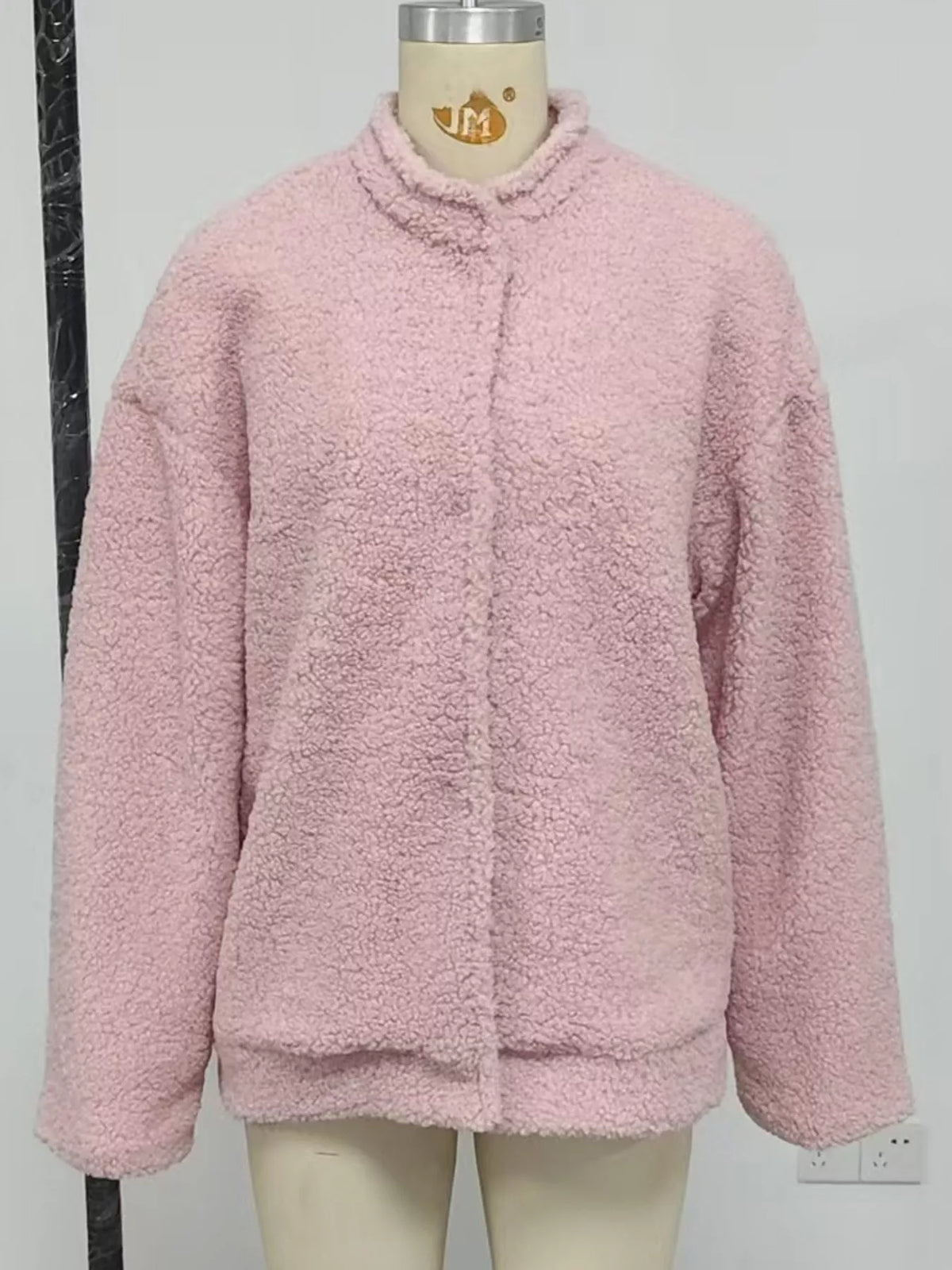 Teddy Fleece Jacket in pink, front view