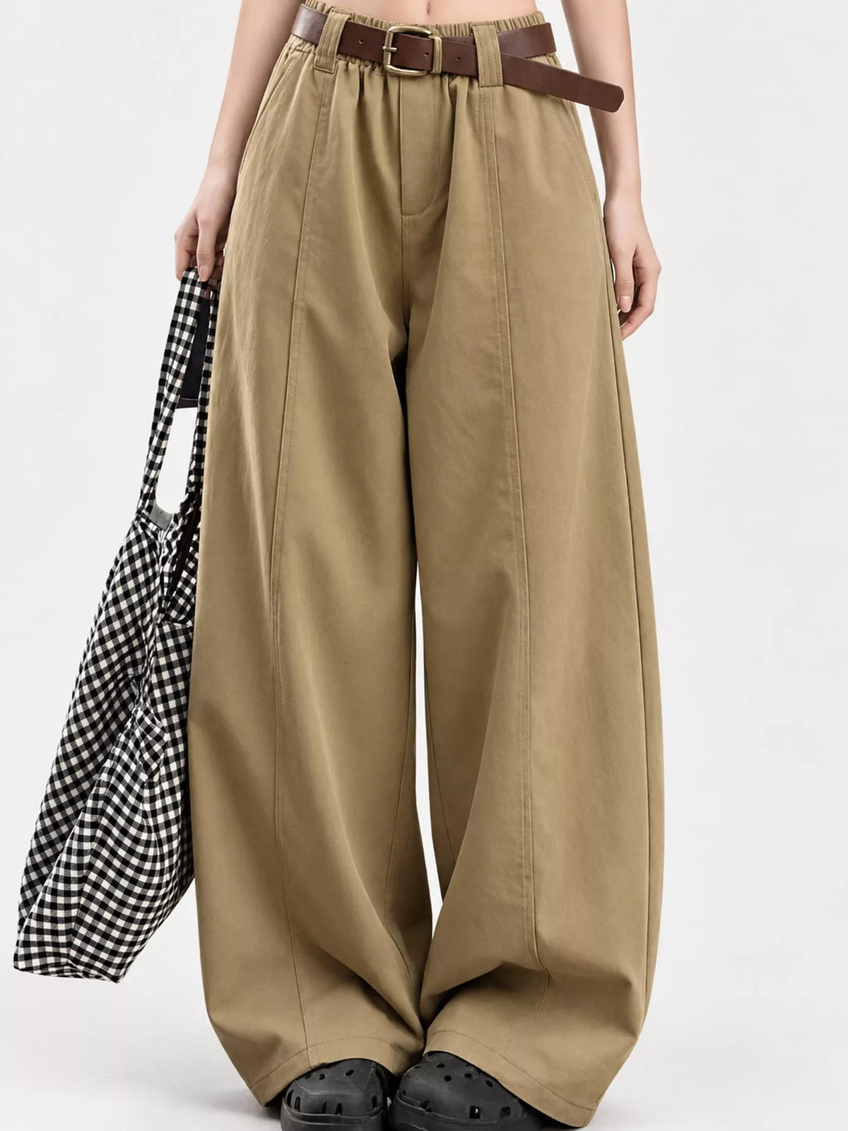 Khaki wide-leg pants