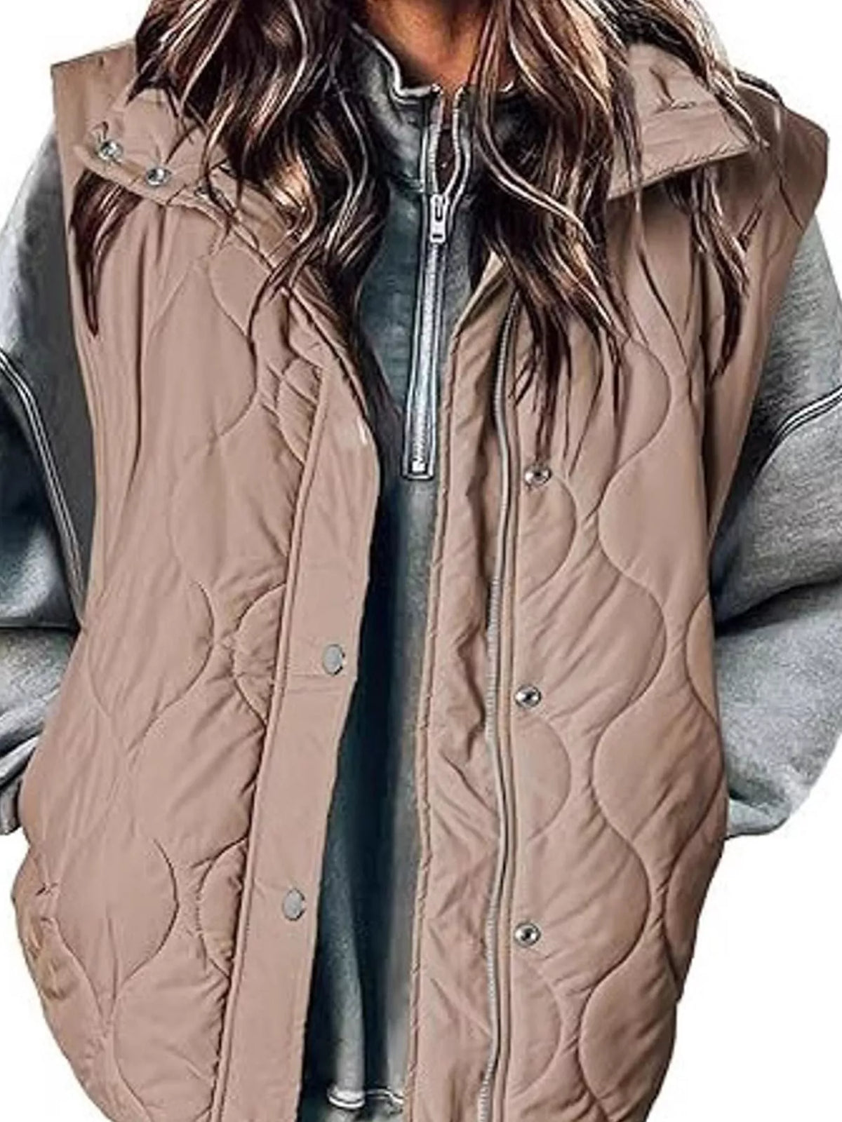 Quilted Snap-Front Vest — front view