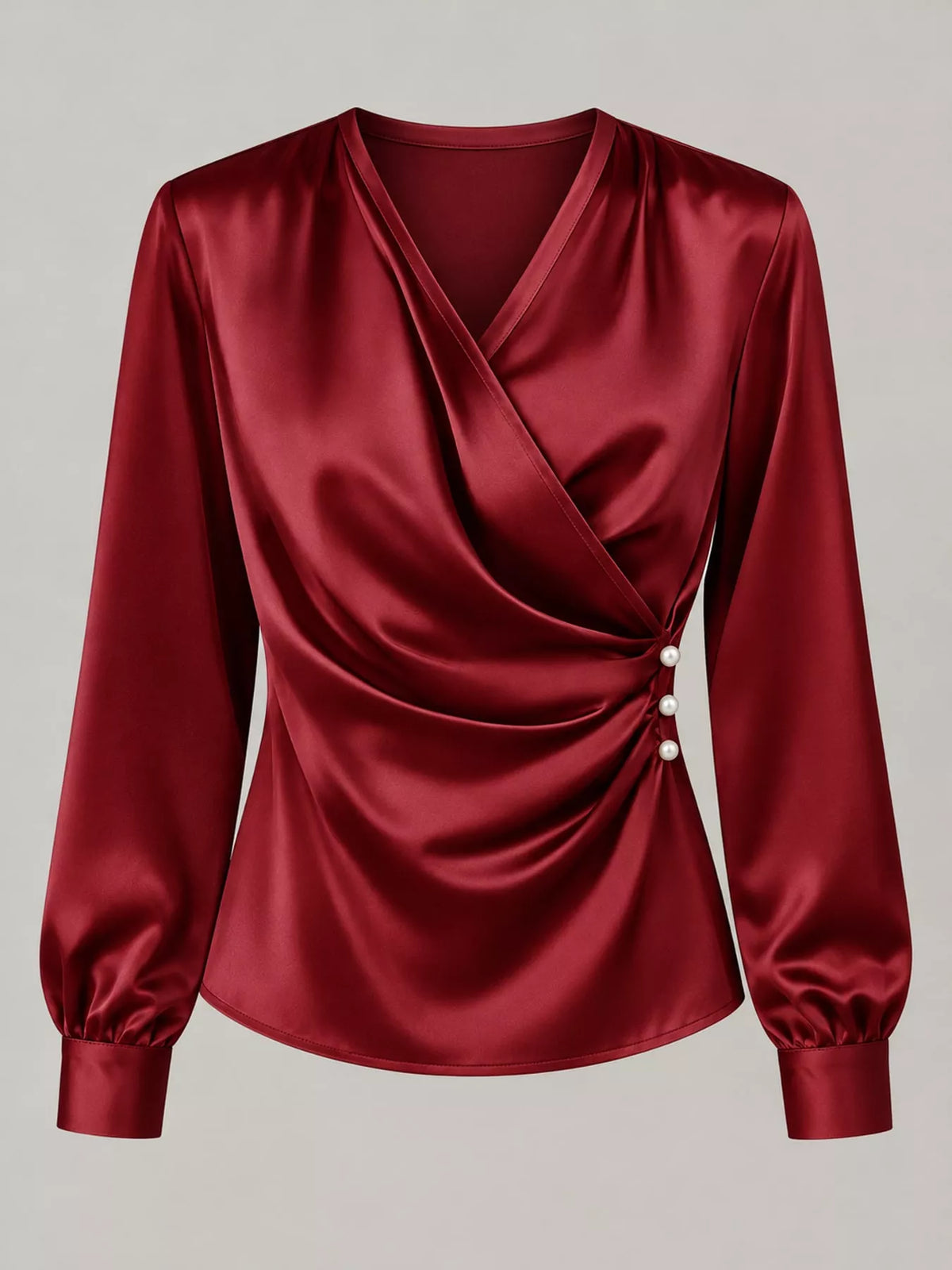Surplice blouse, red hanging front