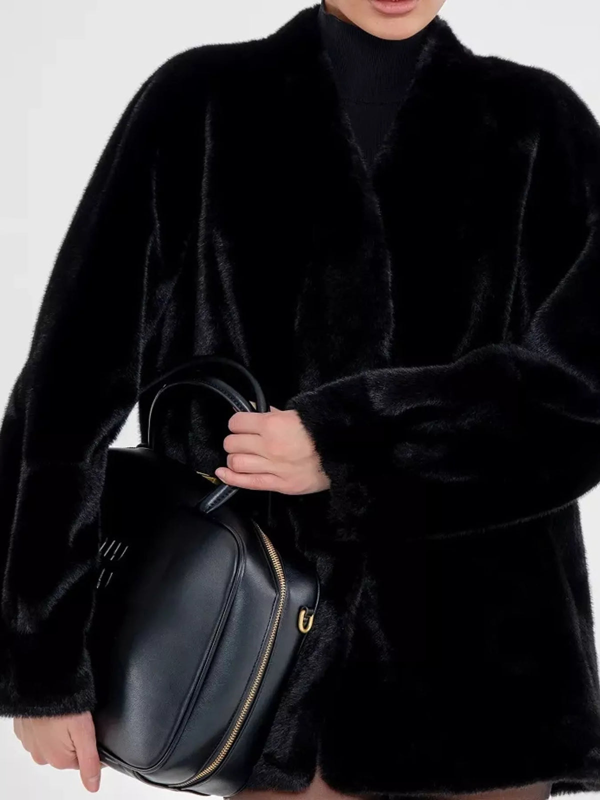 long sleeve jacket, front view on model
