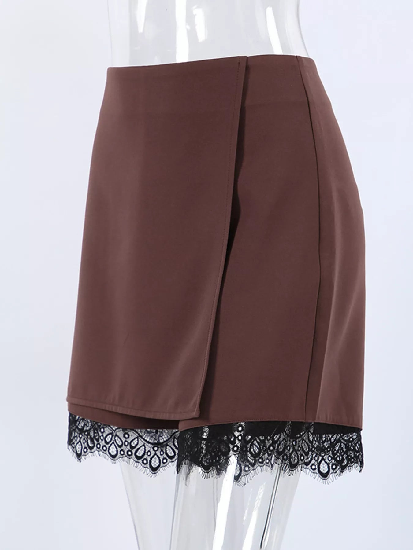 Trendsi High-Waisted Lace Hem Skort -