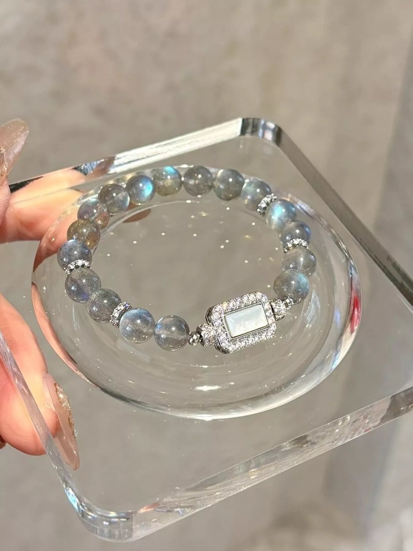 Trendsi Moonstone Bead Geometric Bracelet -