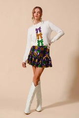 Trendsi SO ME Mardi Gras Checker Sequins Mini Skirt -