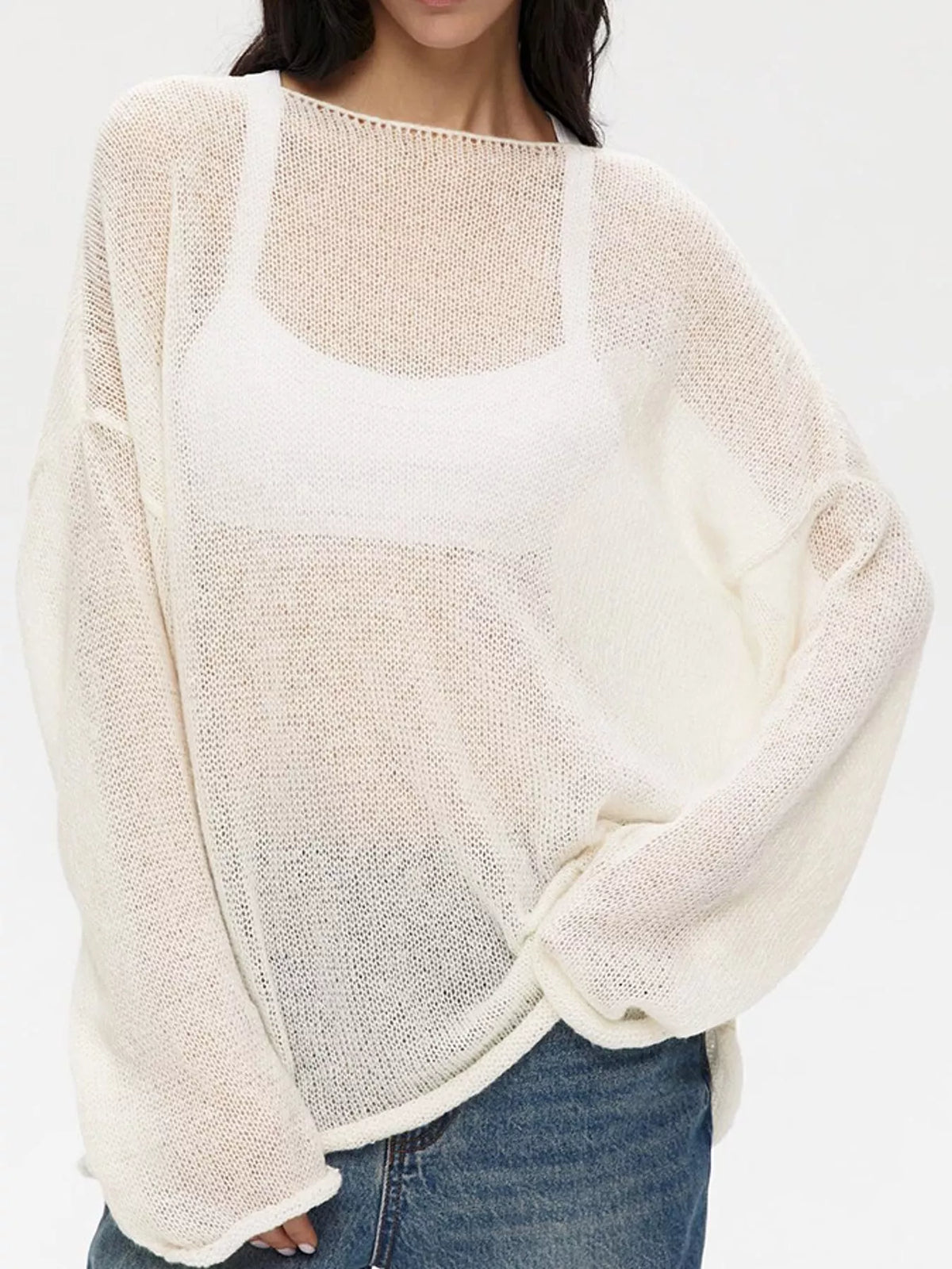 Knit cover-up, cream front