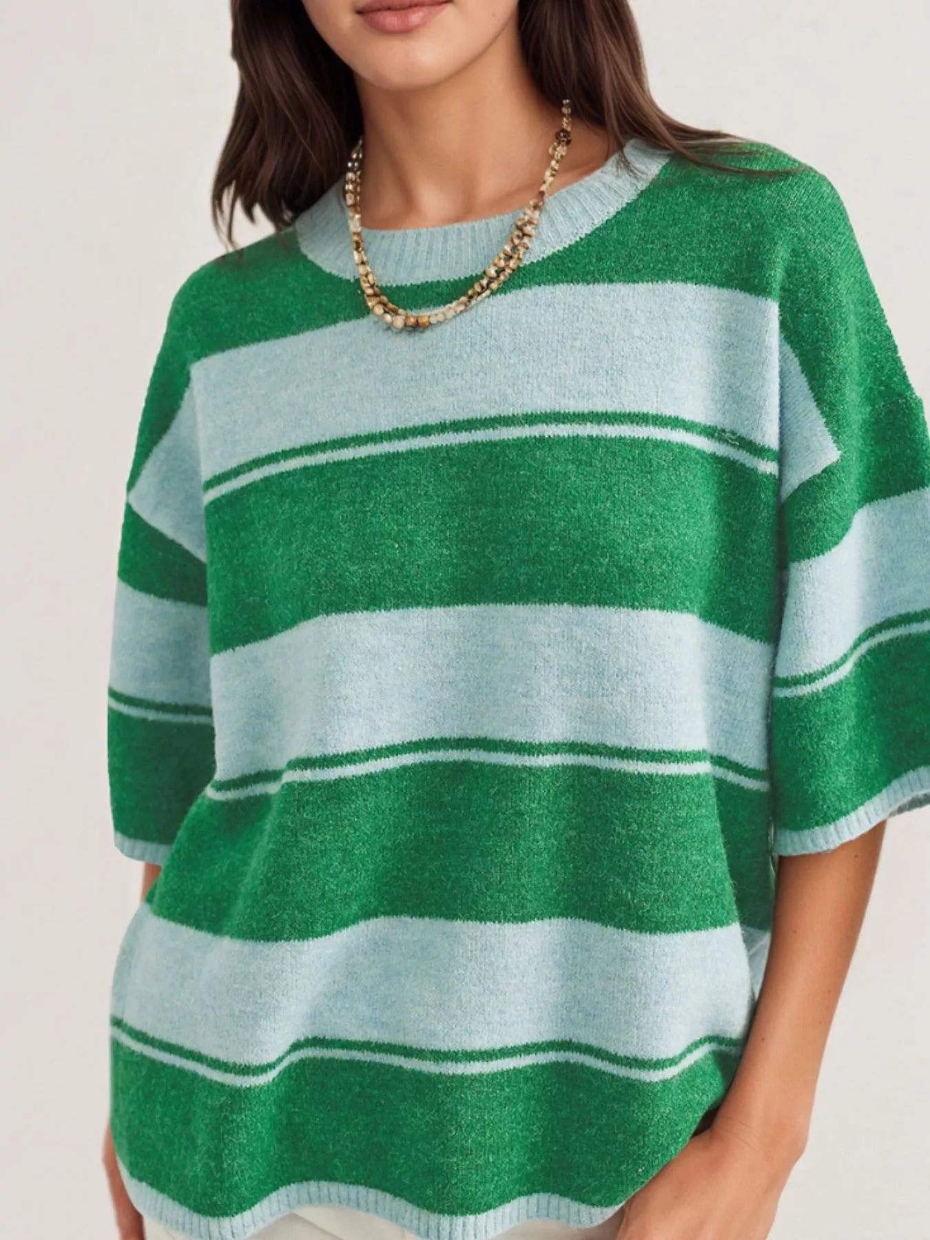 Trendsi Striped Half Sleeve Sweater -