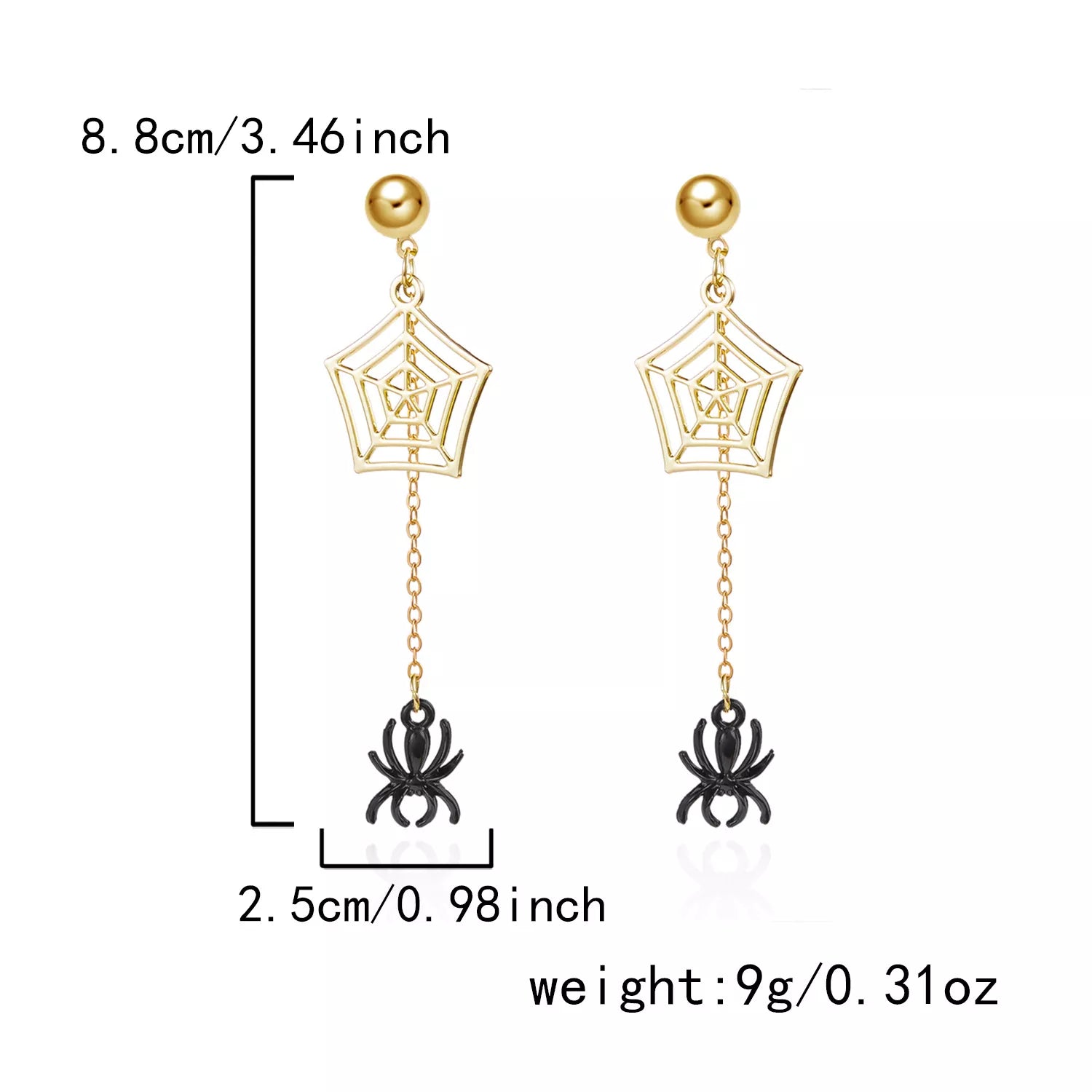Trendsi 18K Gold-Plated Spider Drop Earrings -