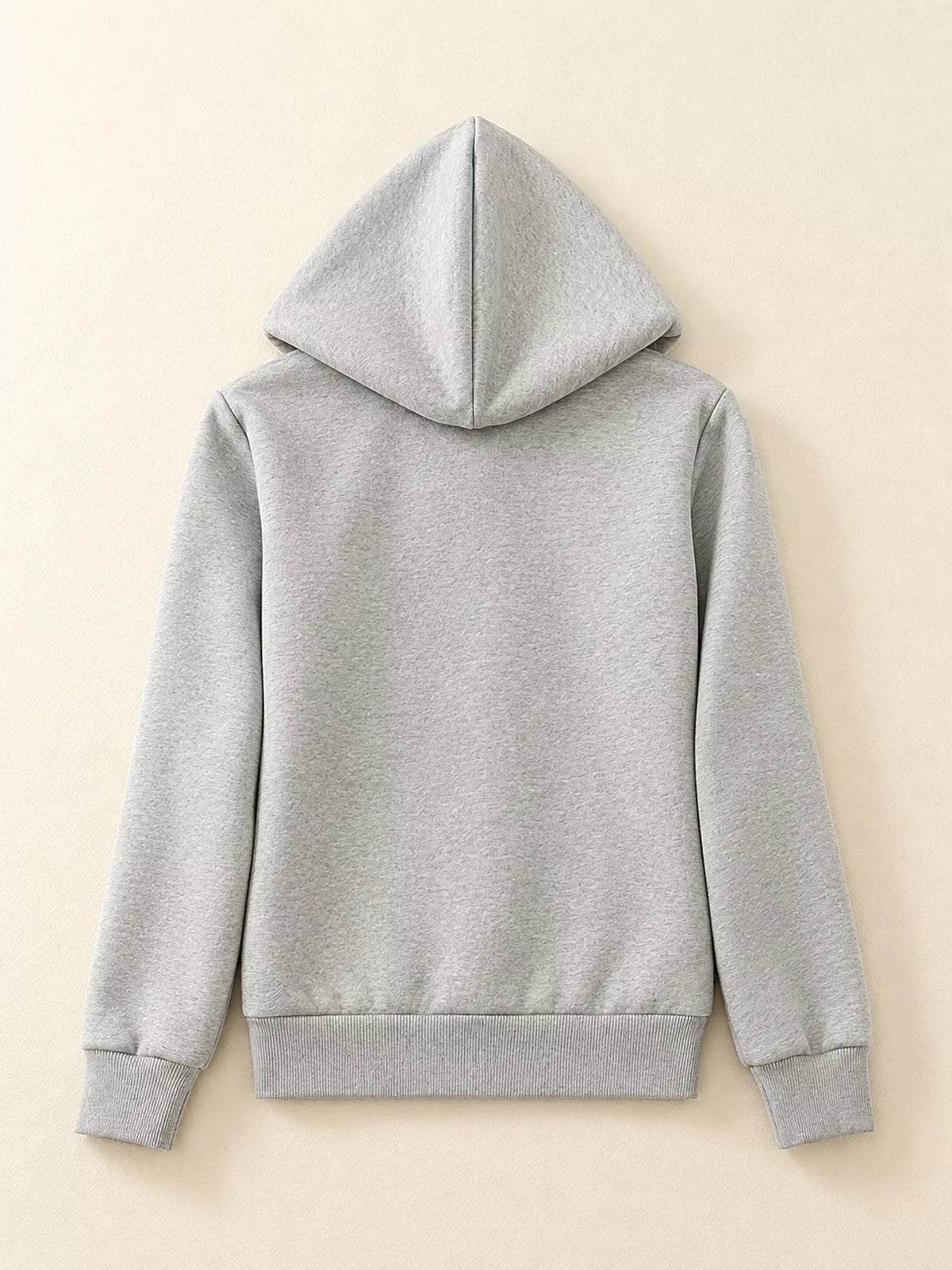 Fleece-Lined Thermal Zip-Up Hoodie in light gray, back view
