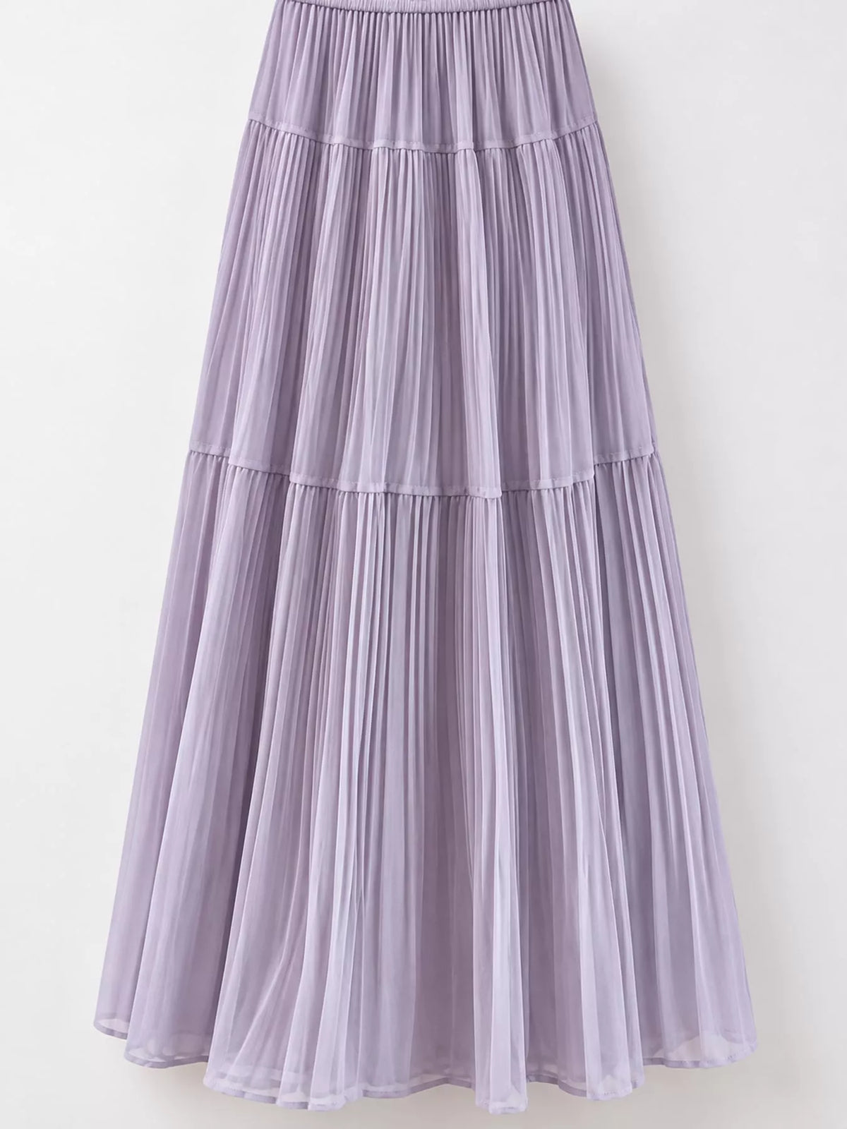 High-Waisted Tiered Pleated Maxi Skirt, front view