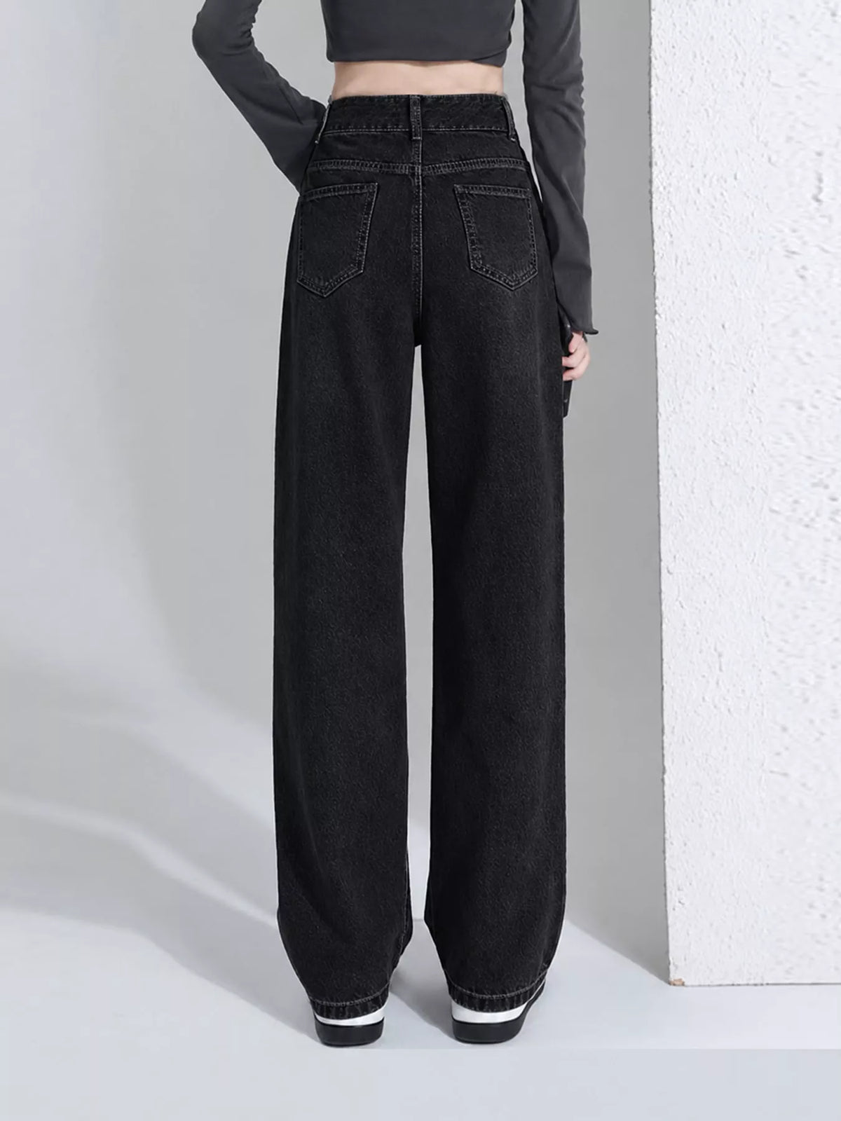 High-Waisted Vintage Wide-Leg Jeans — back view