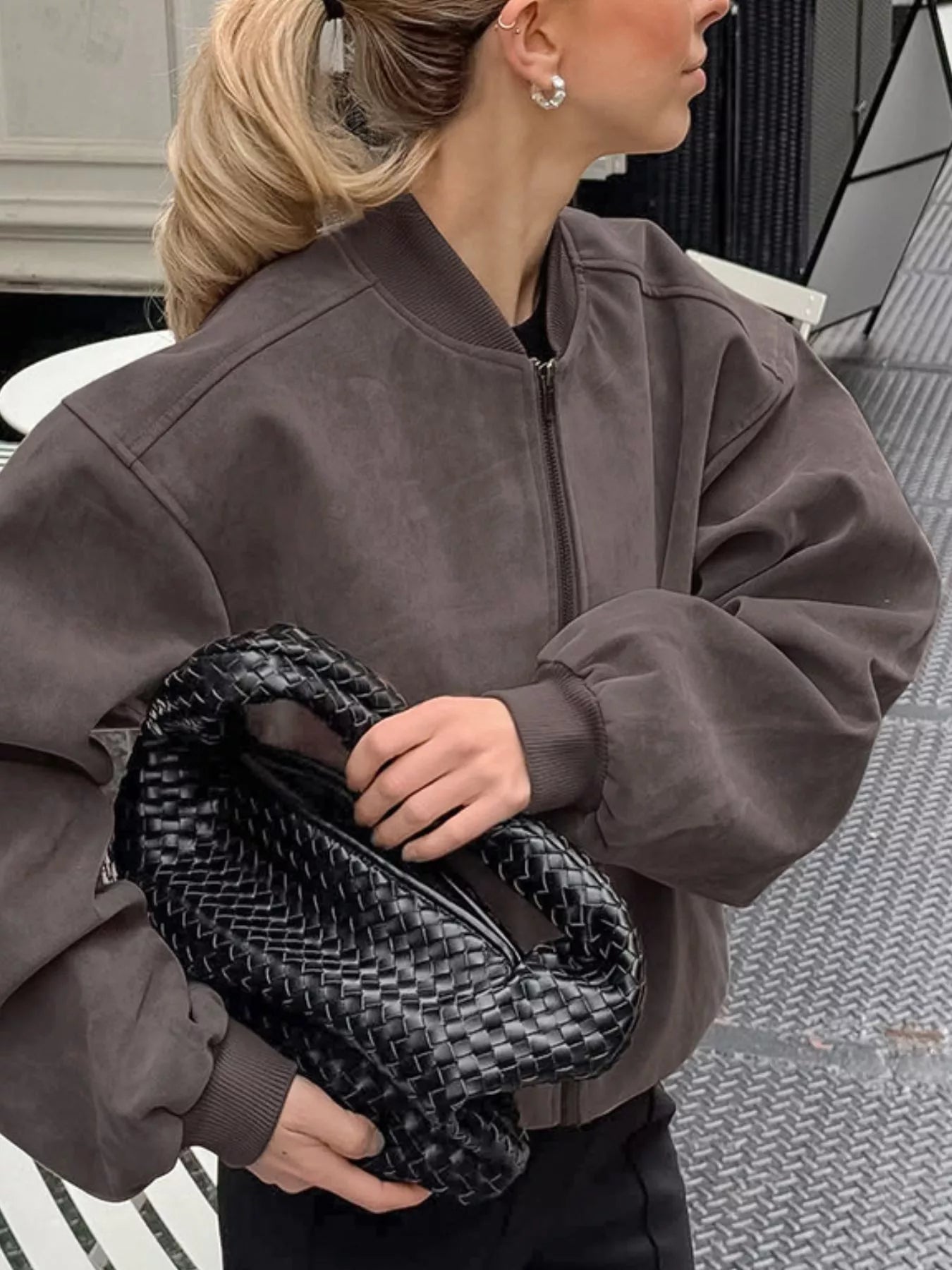 Trendsi Zip Up Dropped Shoulder Jacket -