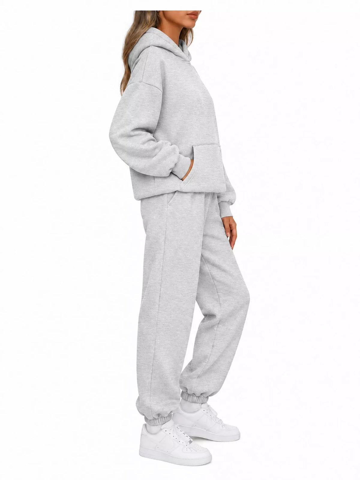 Drop Shoulder Hoodie and Jogger Sweatpants Set — side view