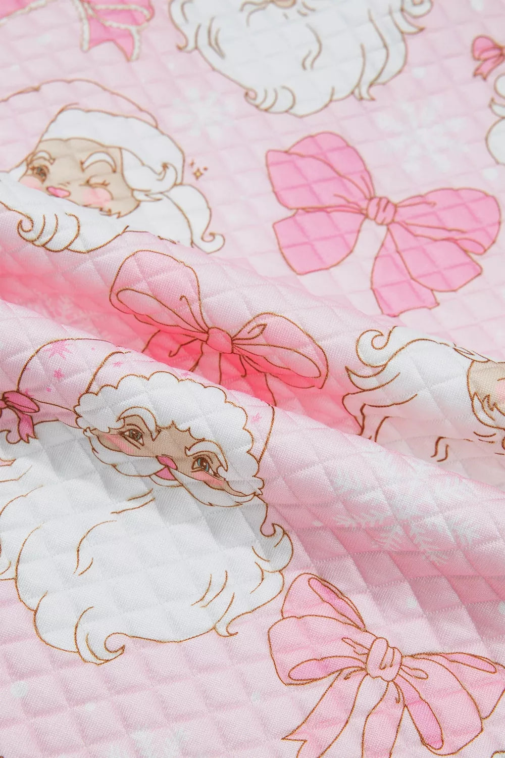 Santa print on pink santa print christmas print quarter-zip sweatshirt