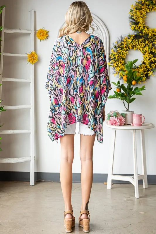 Trendsi Heimish Full Size Multi Color Snake Open Cardigan Plus Size -