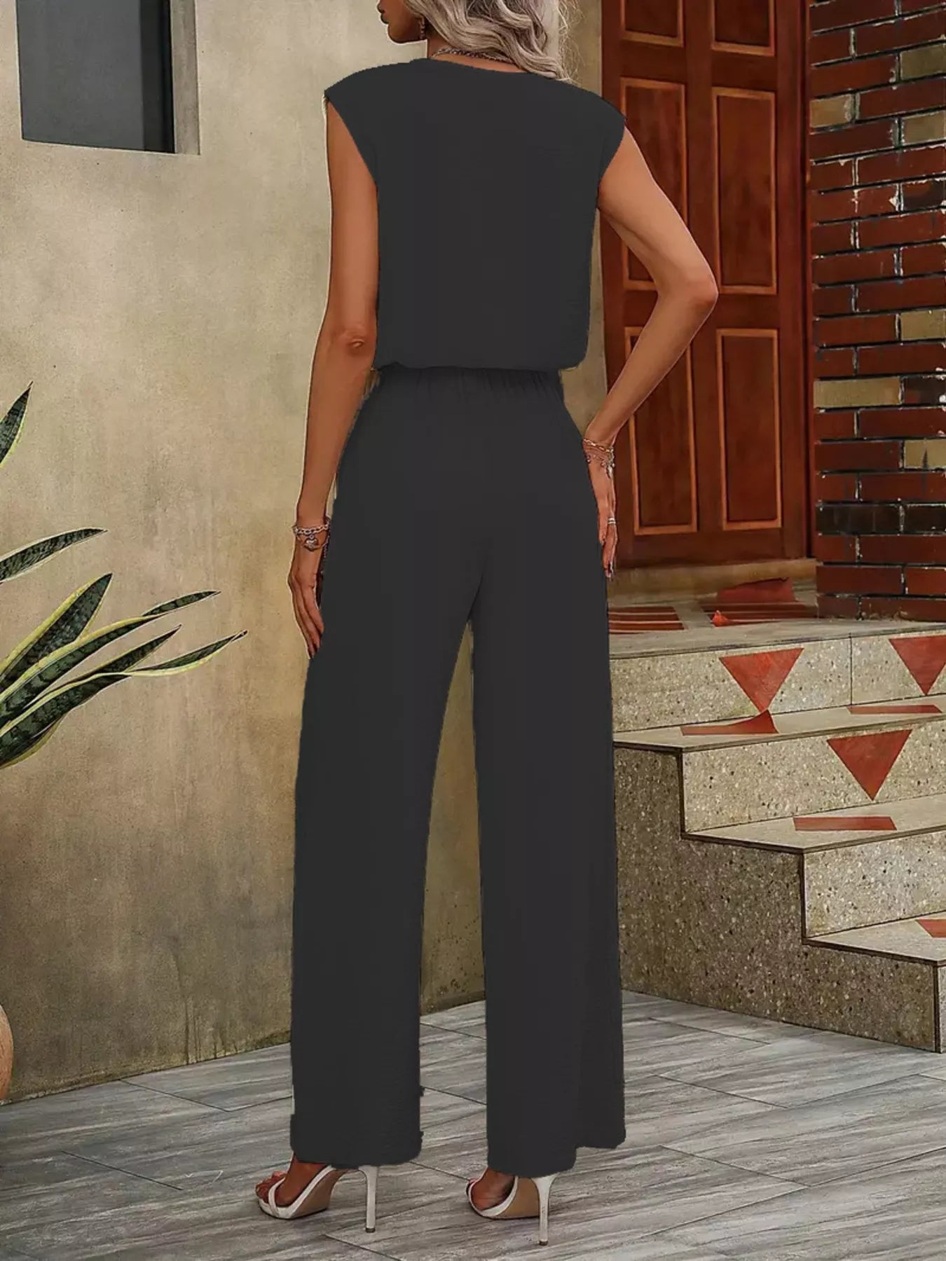 Trendsi V-Neck Sleeveless Tank and Wide-Leg Pants Set -