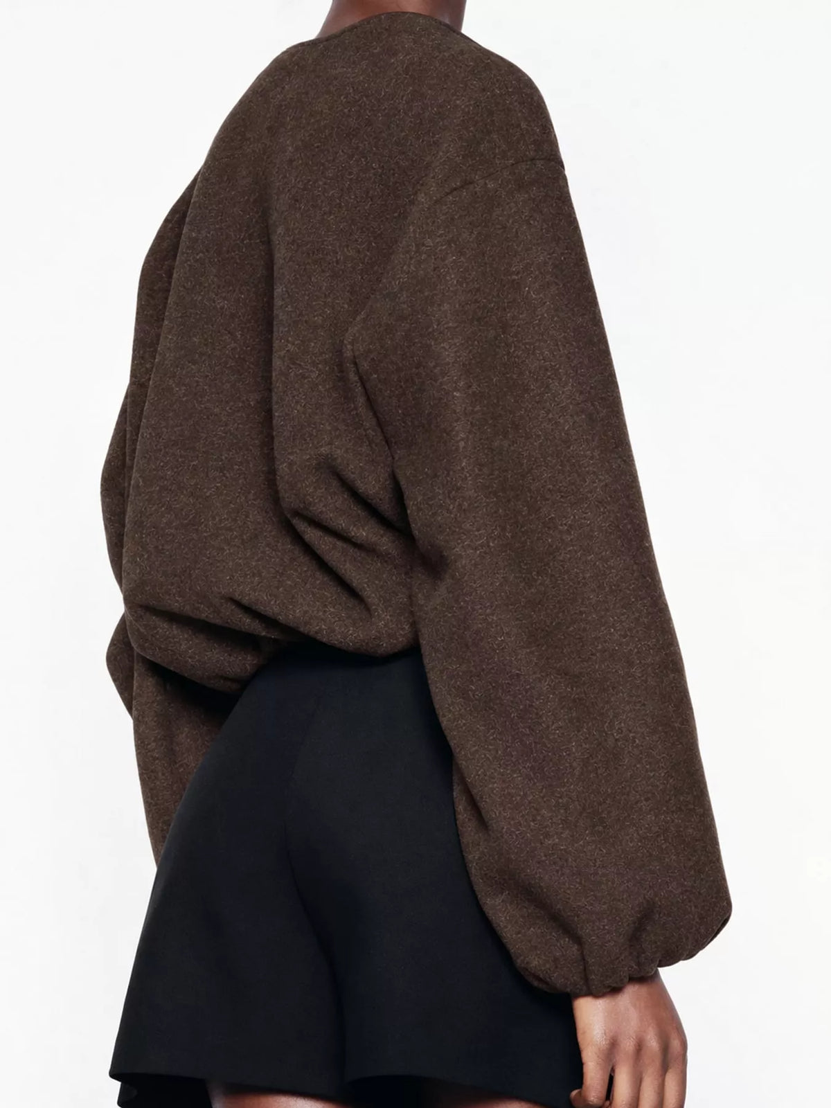 Cropped Round-Neck Zip-Up Jacket — back view