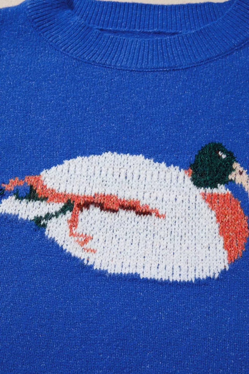Trendsi Duck Graphic Drop Shoulder Long Sleeve Sweater -