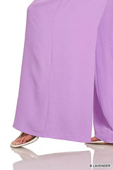 Trendsi Zenana Woven Airflow Twisted Top & Wide Leg Pants Set -
