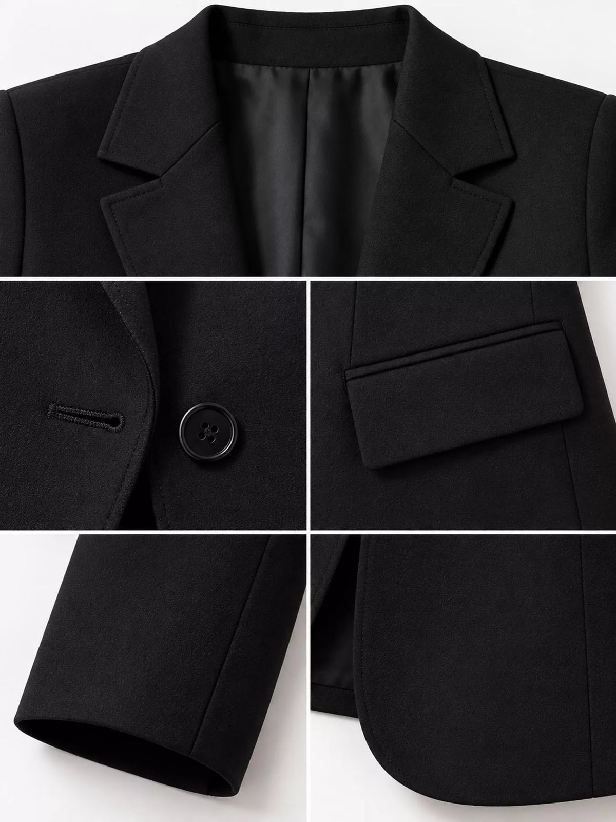 Collared long sleeve blazer, construction and design details