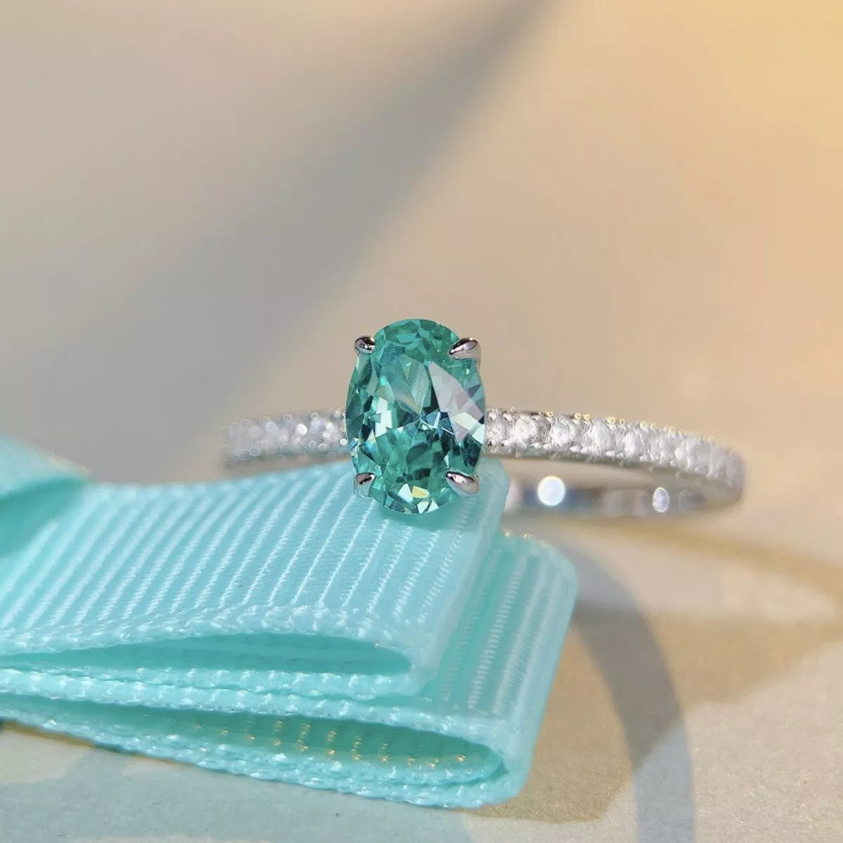 Trendsi 925 Sterling Silver Zircon Oval Ring -