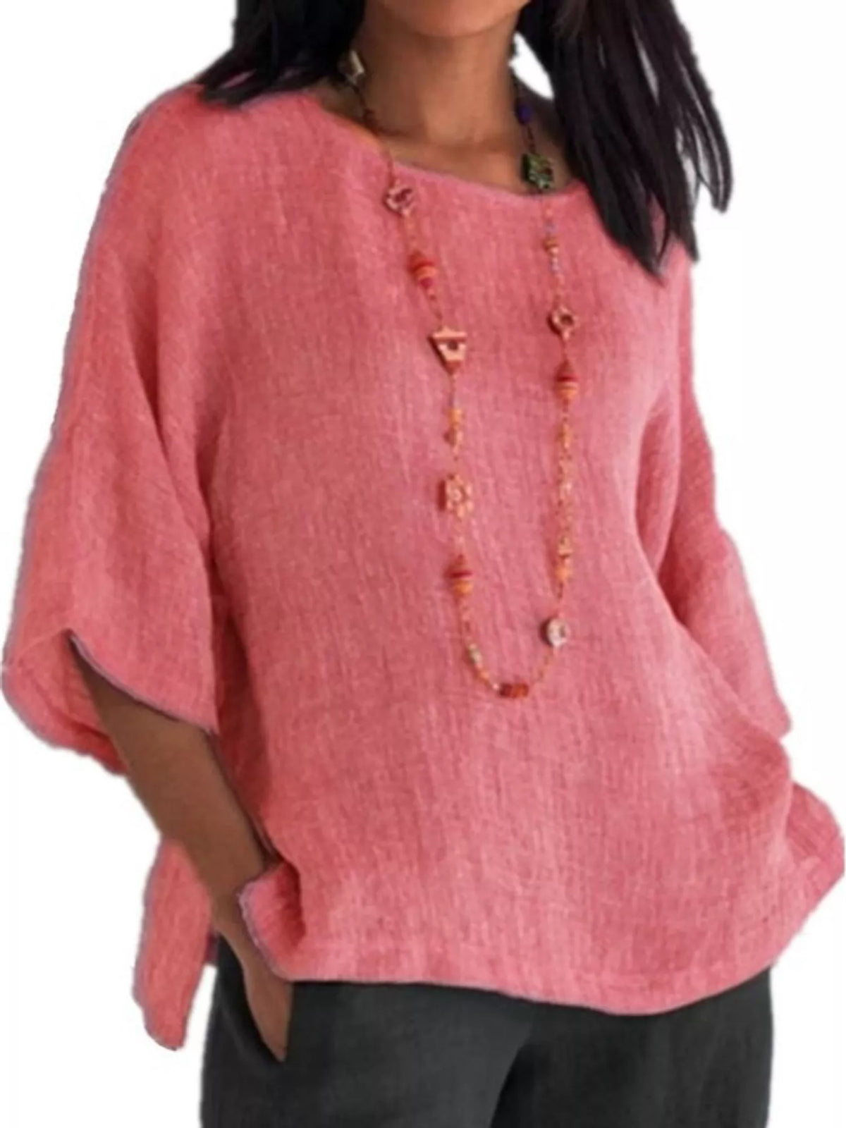 Slit blouse, pink front