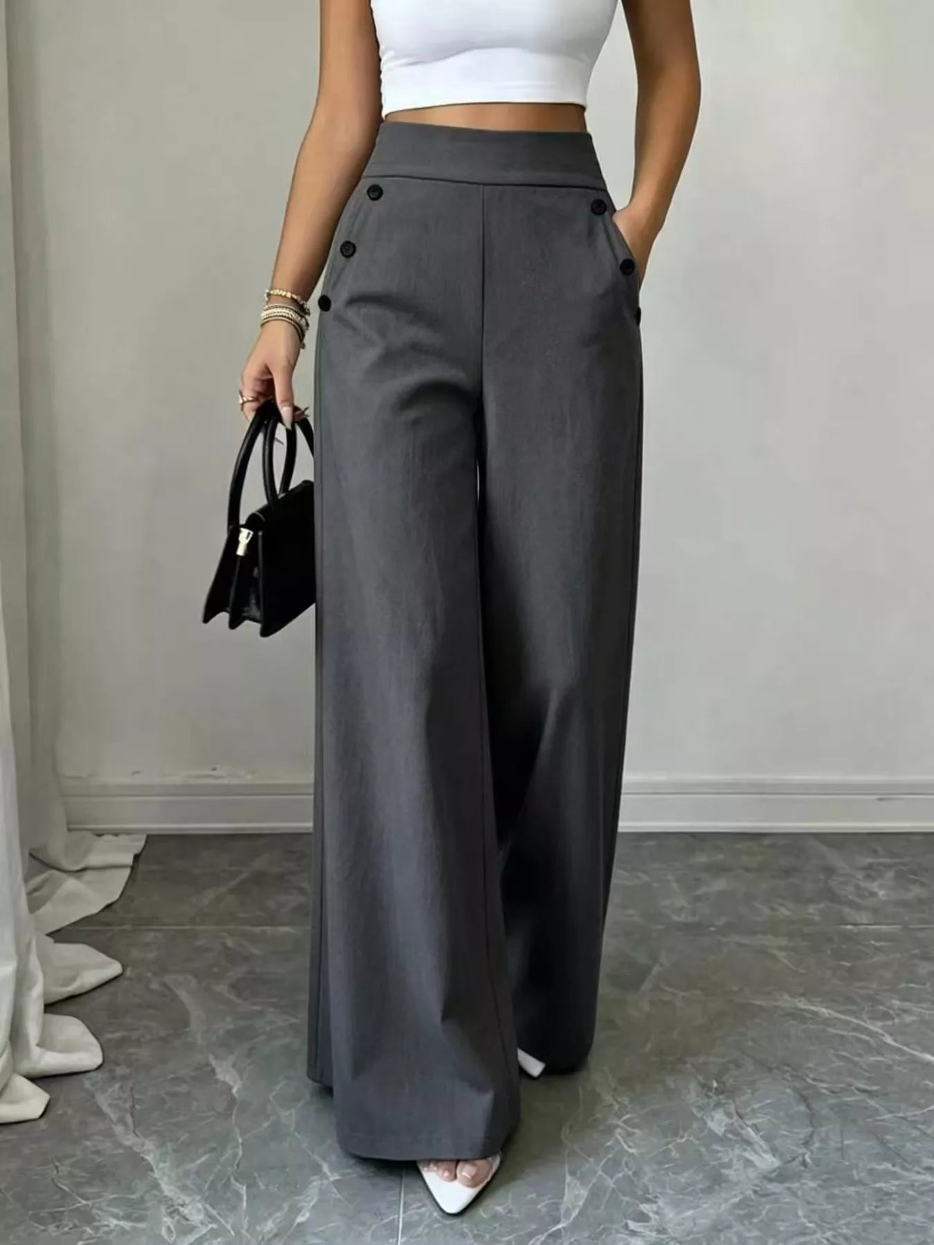 Trendsi High-Waisted Wide-Leg Pants -