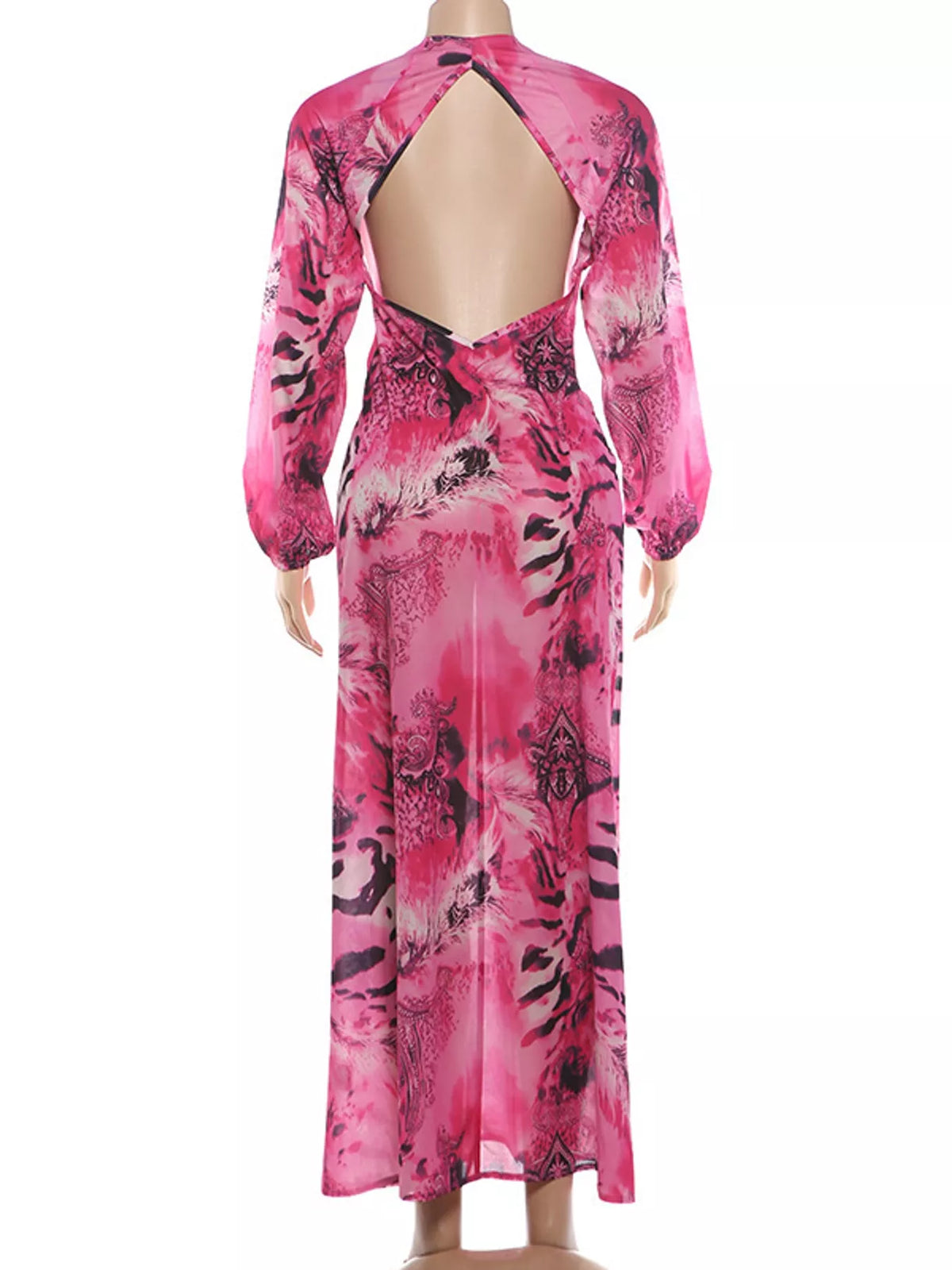 Printed maxi dress, pink back
