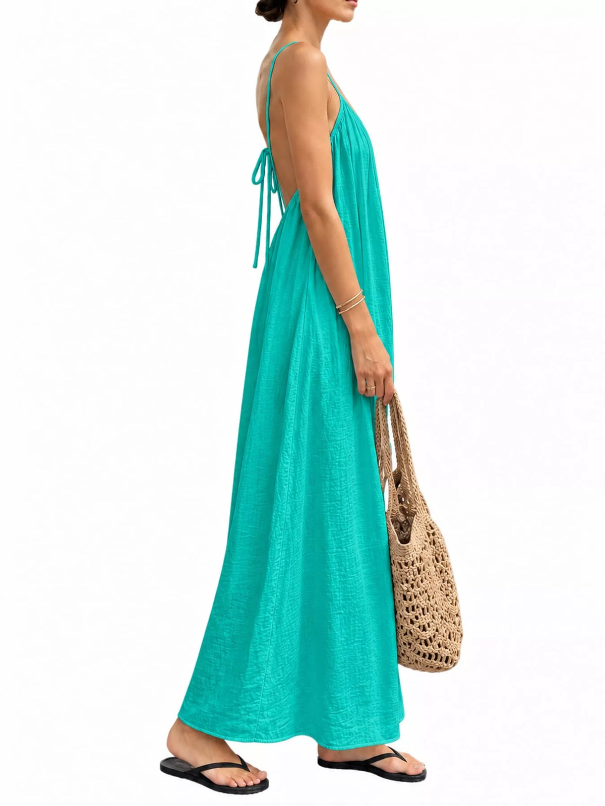 Backless Spaghetti Strap Maxi Dress — side view