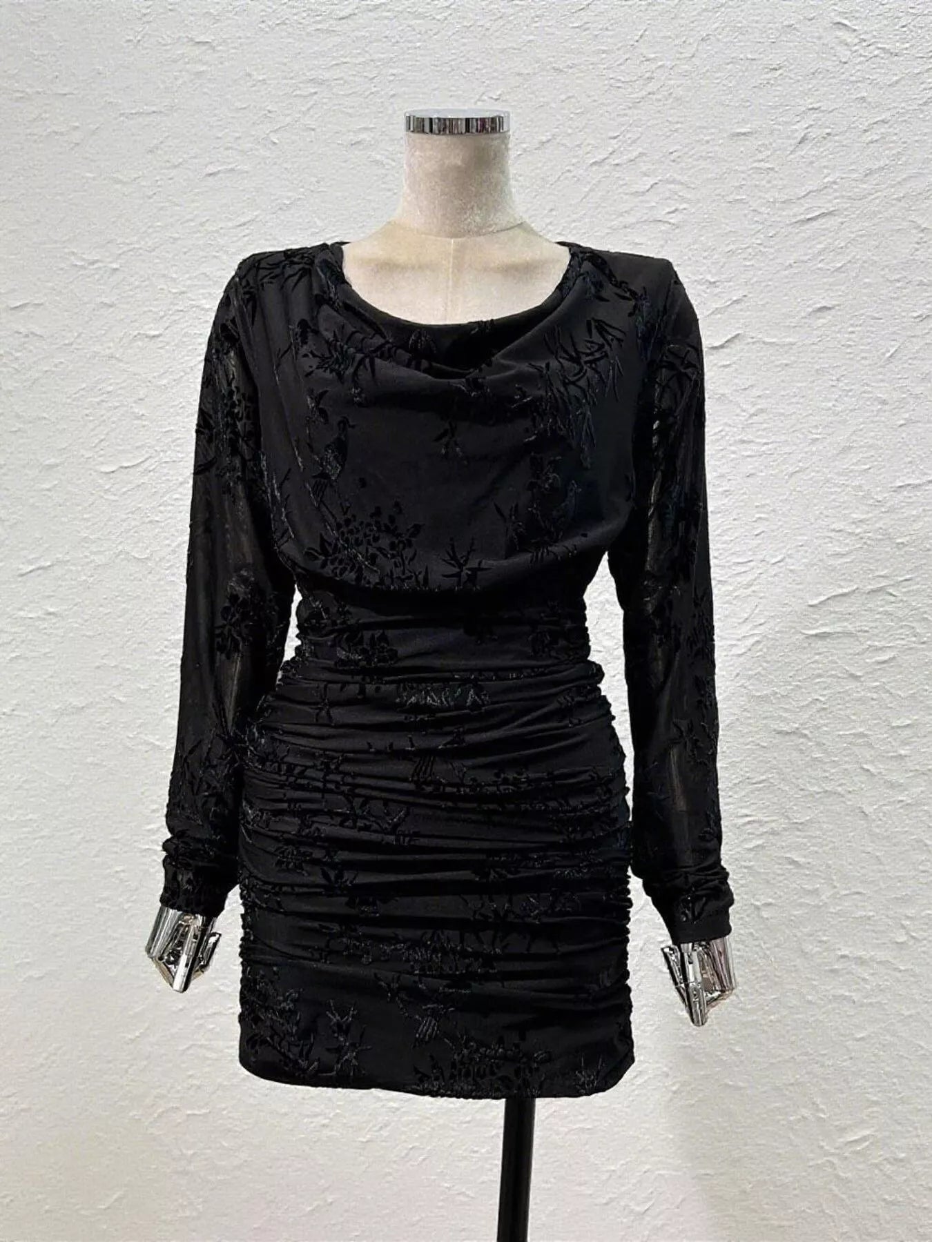 Trendsi Ruched Long Sleeve Mini Dress -