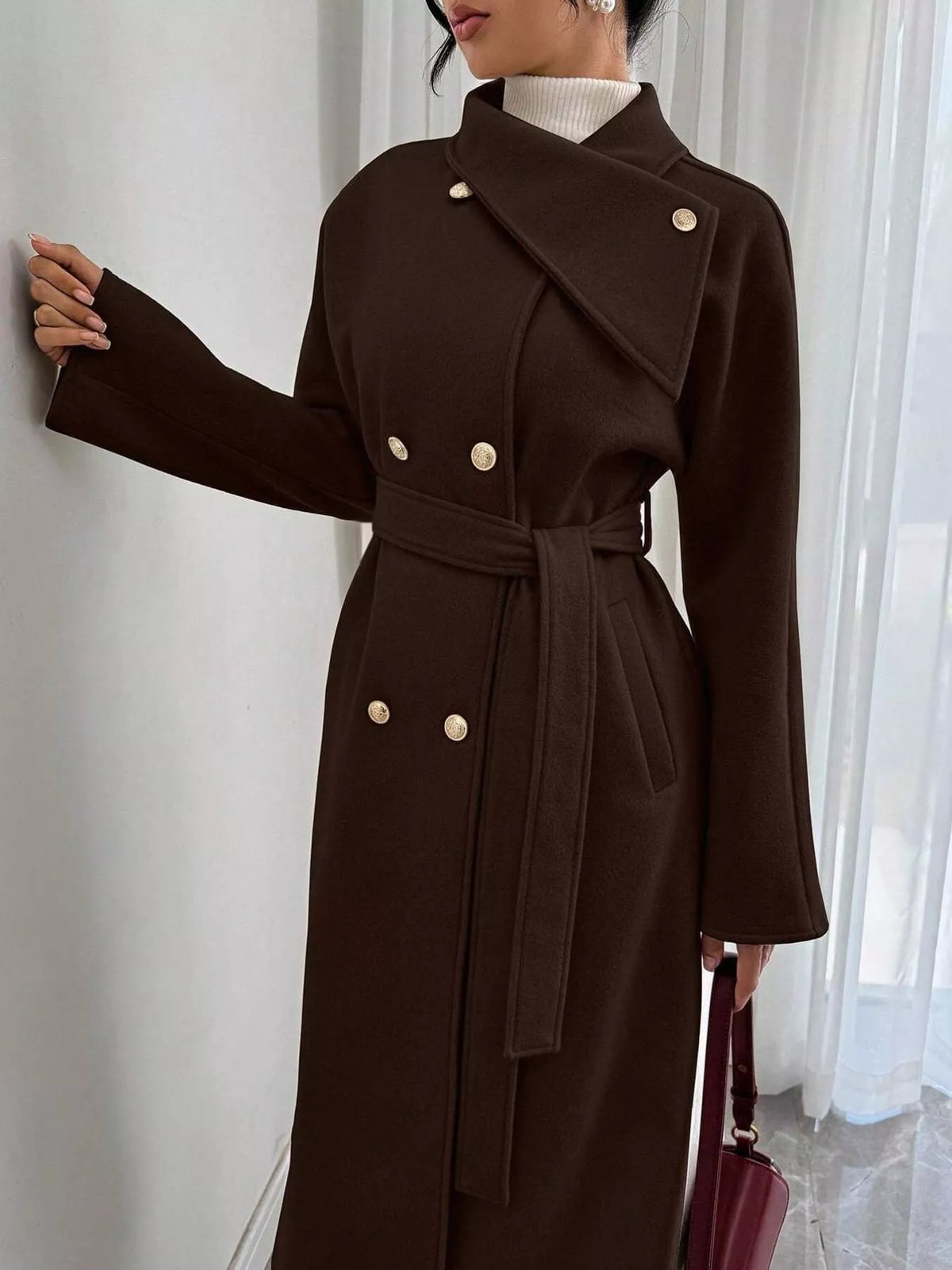 Trendsi Double-Breasted Longline Coat -