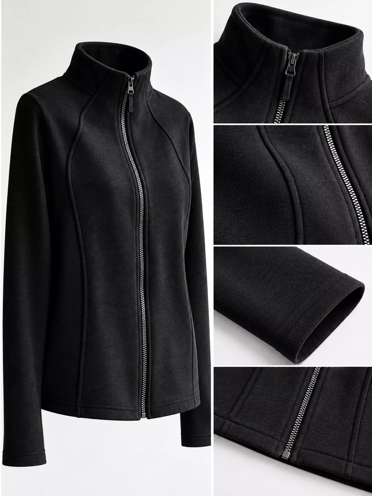 Slim-Fit Full-Zip Fleece Jacket — garment construction details