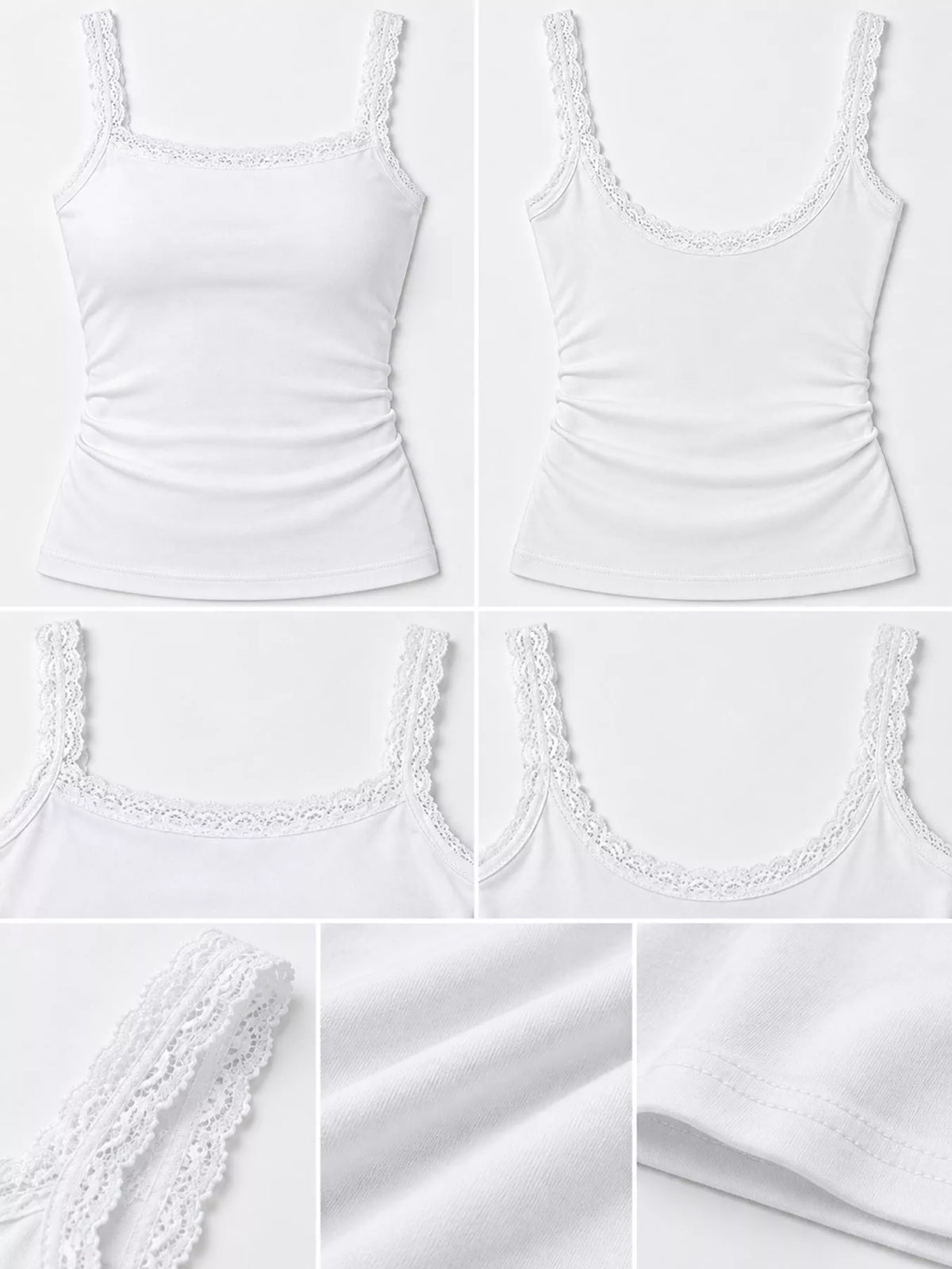 Lace camisole, white detail collage