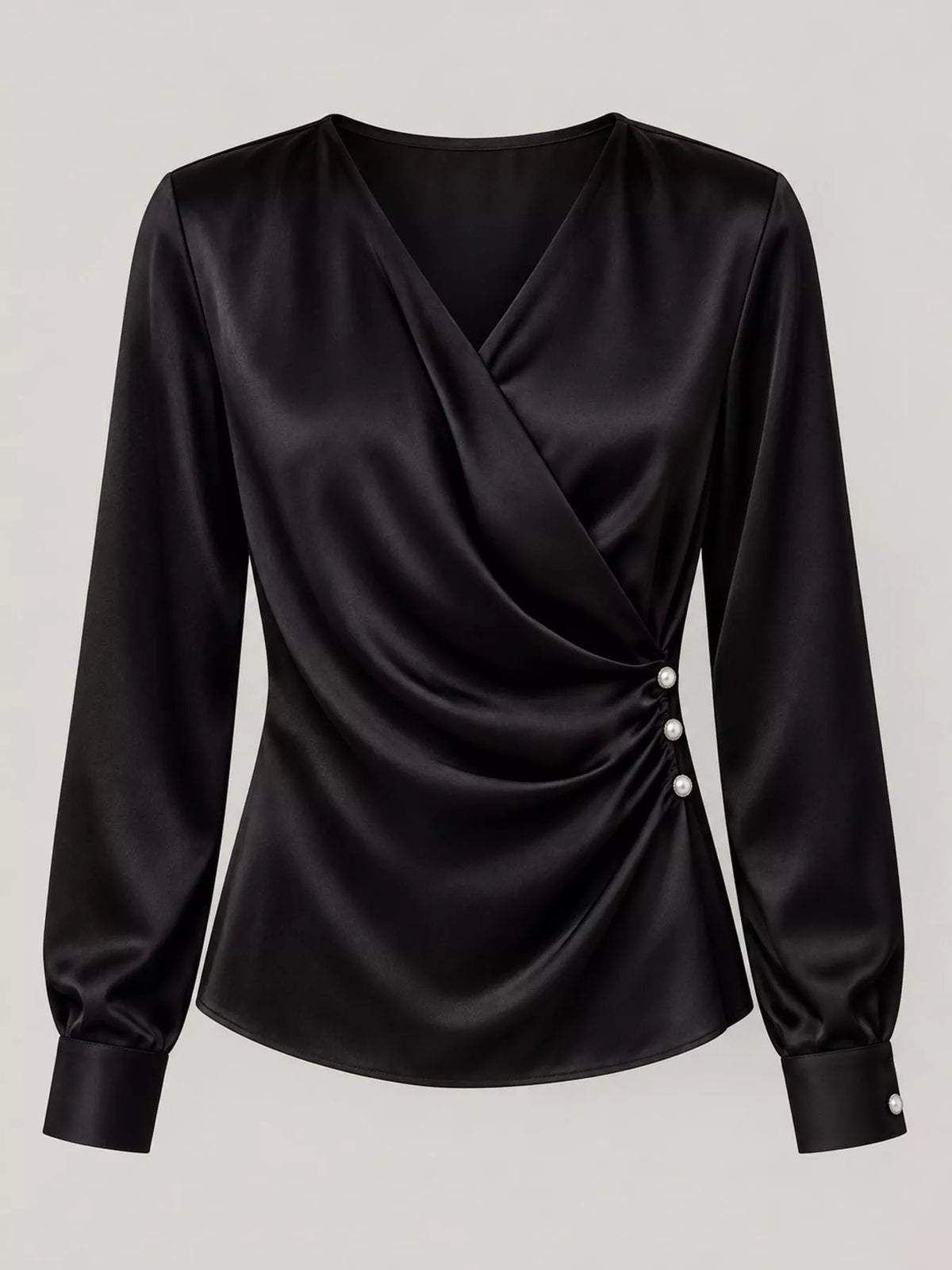 Surplice blouse, black hanging front