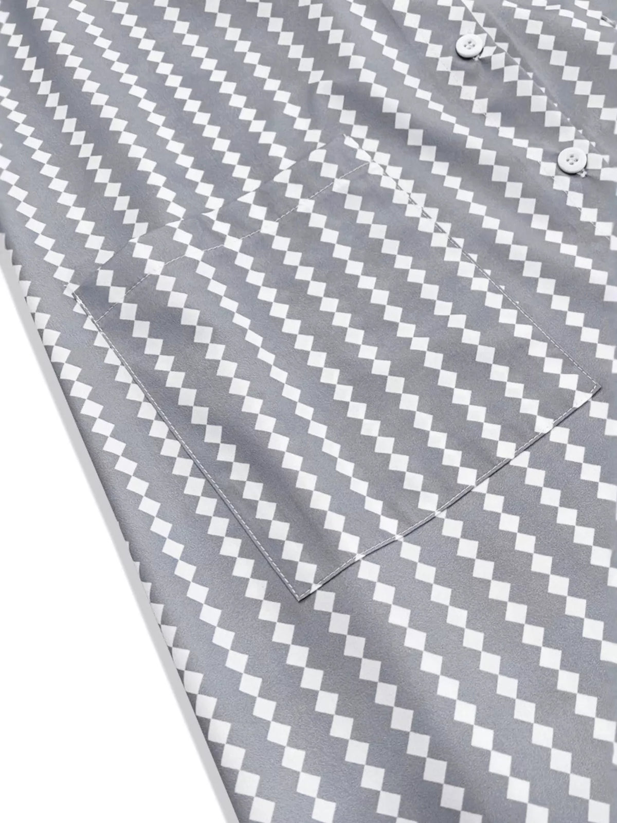Gray and white striped maxi shirt dress, stripe and fabric close-up
