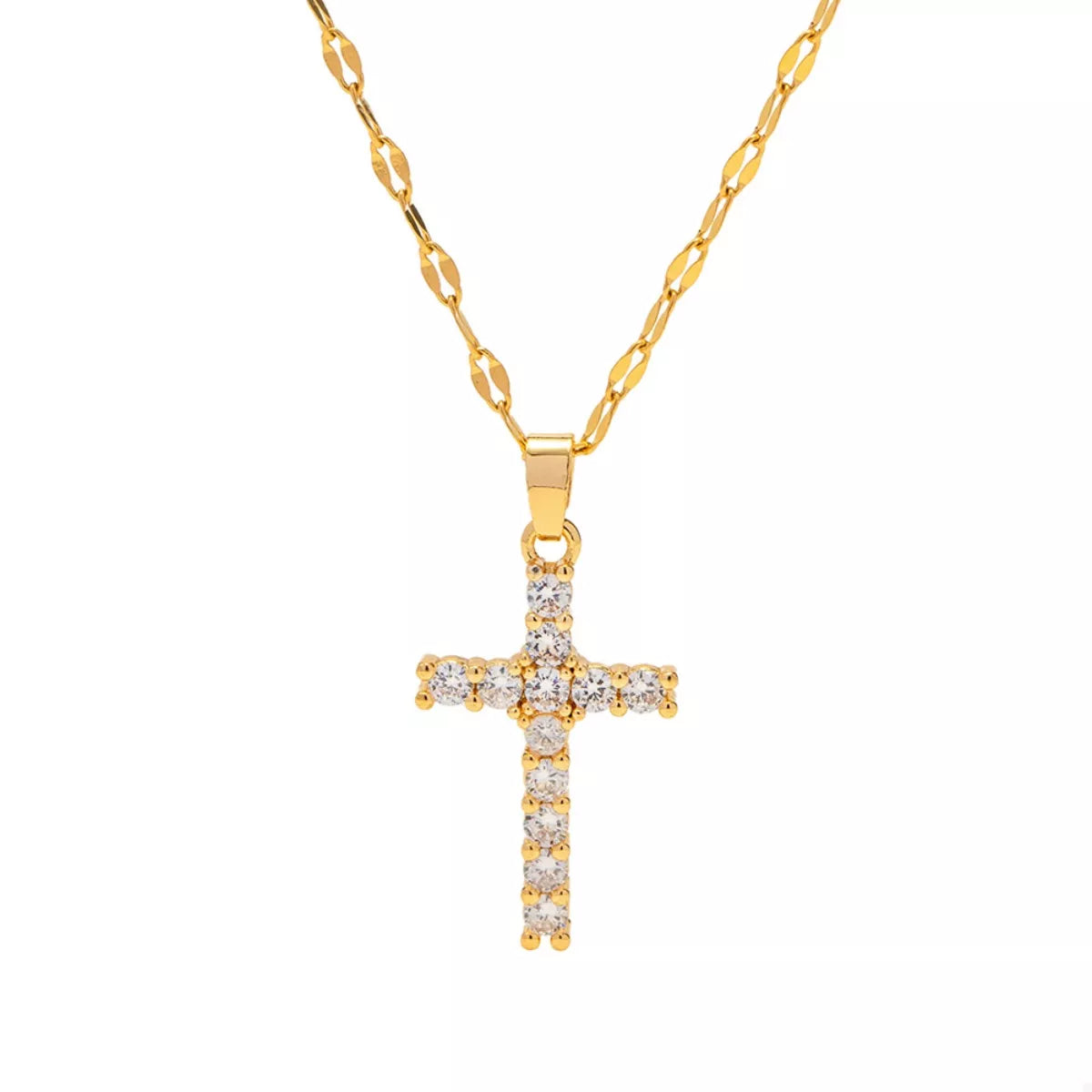 Trendsi 18K Gold-Plated Cross Pendant Necklace -