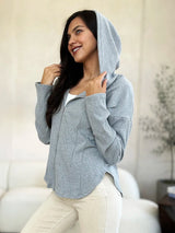 Trendsi Culture Code Full Size Ribbed Zip Up Drawstring Hooded Jacket -
