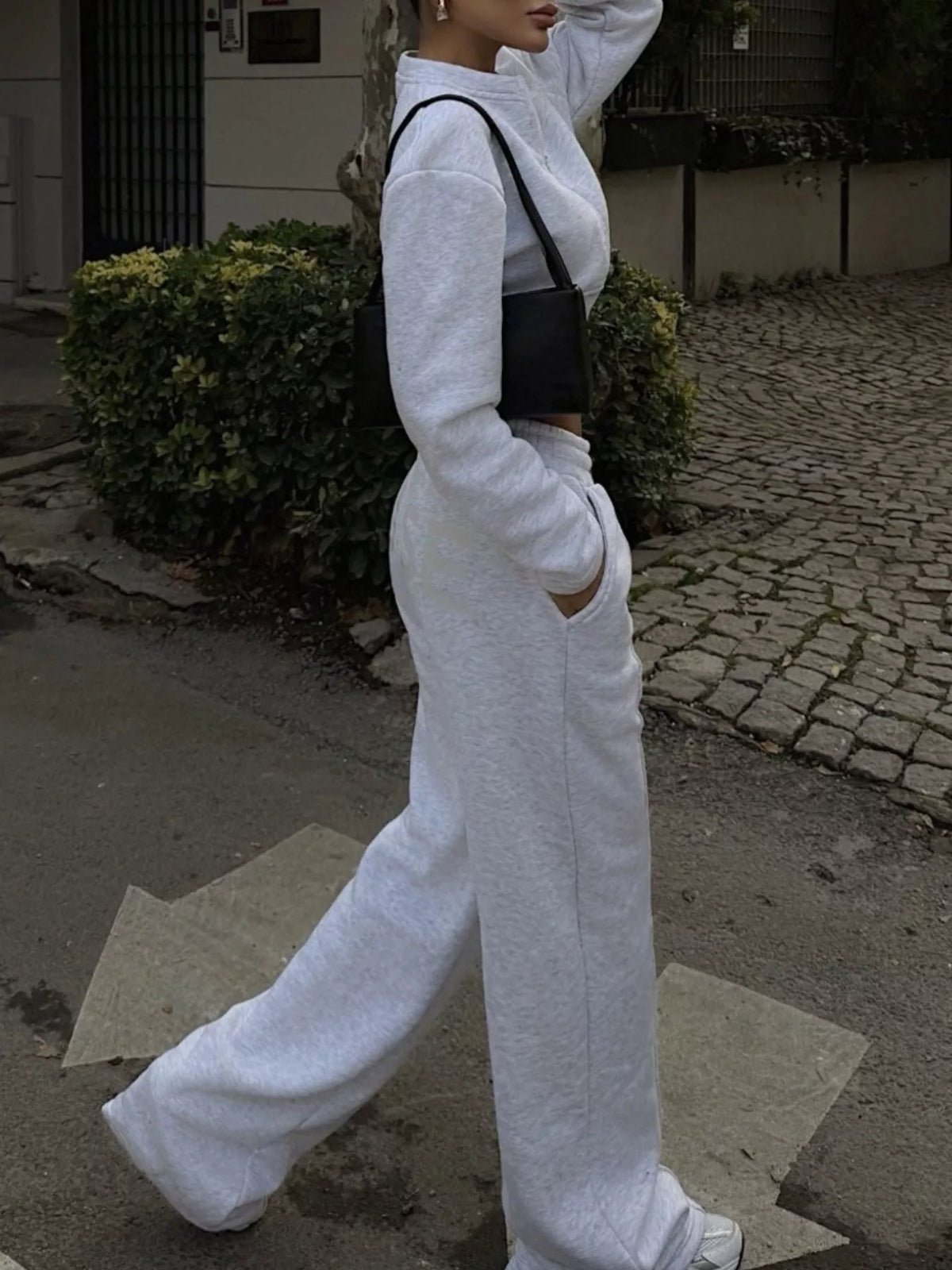 Trendsi Zip-Up Crop Jacket and Wide-Leg Pants Set -